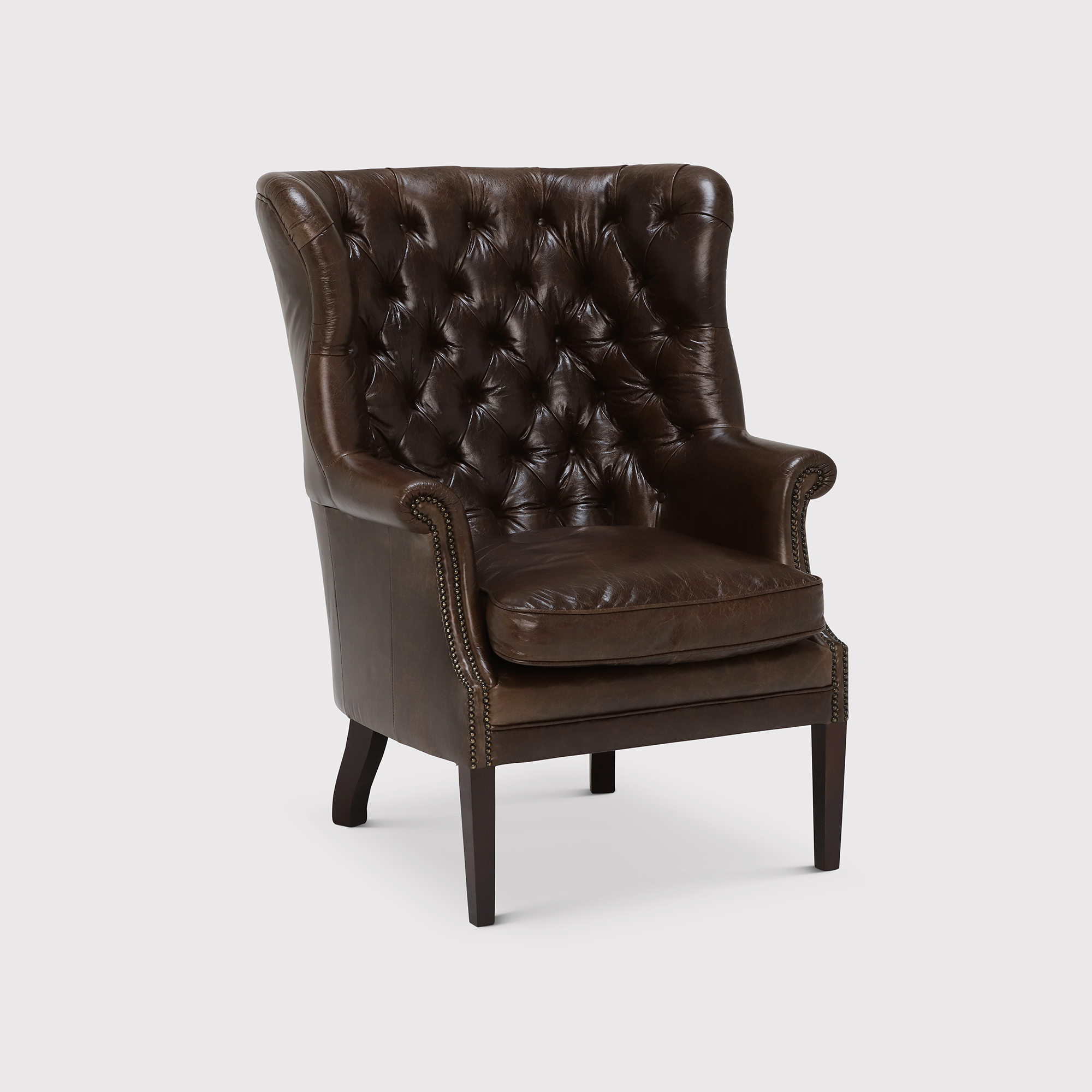 Tetrad Harris Tweed Mackenzie Wing Chair, Brown Fabric | Barker & Stonehouse