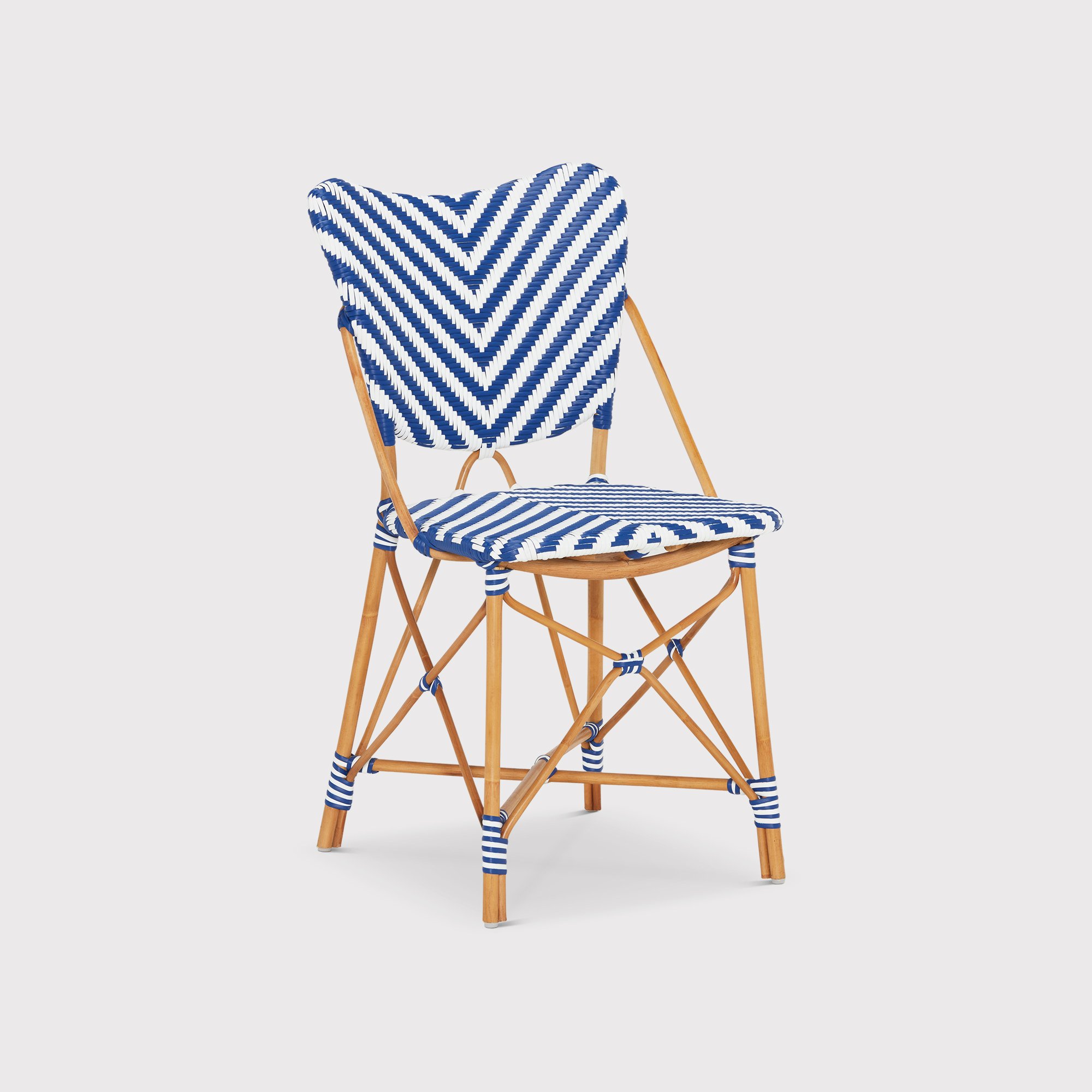 Kiki Side Dining Chair, Blue Rattan | Barker & Stonehouse