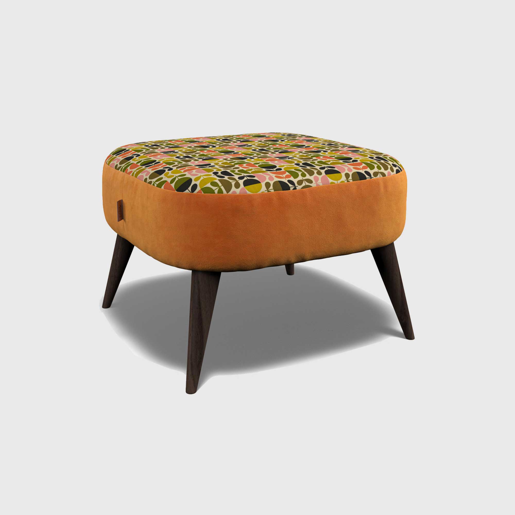 Orla Kiely Leap Footstool, Orange Fabric | Barker & Stonehouse