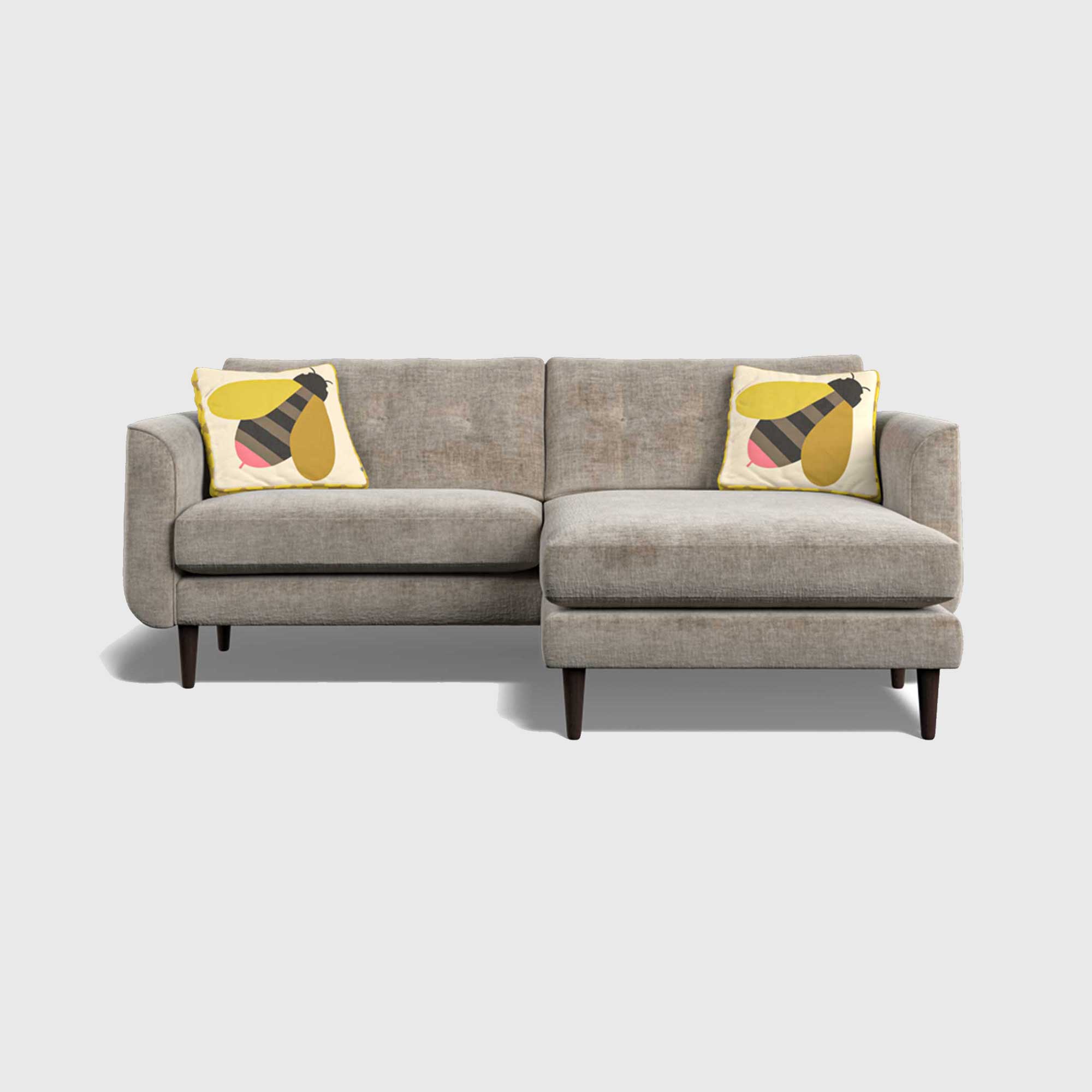 Orla Kiely Linden Large Chaise Corner Sofa Left, Neutral Fabric | Barker & Stonehouse