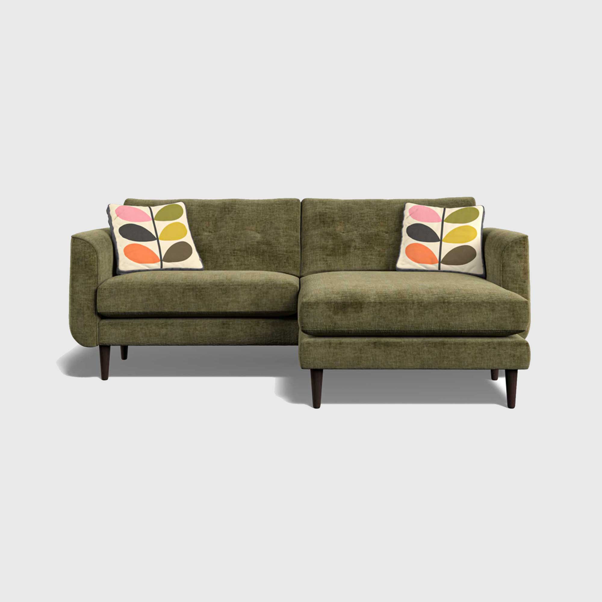 Orla Kiely Linden Large Chaise Corner Sofa Left, Green Fabric | Barker & Stonehouse