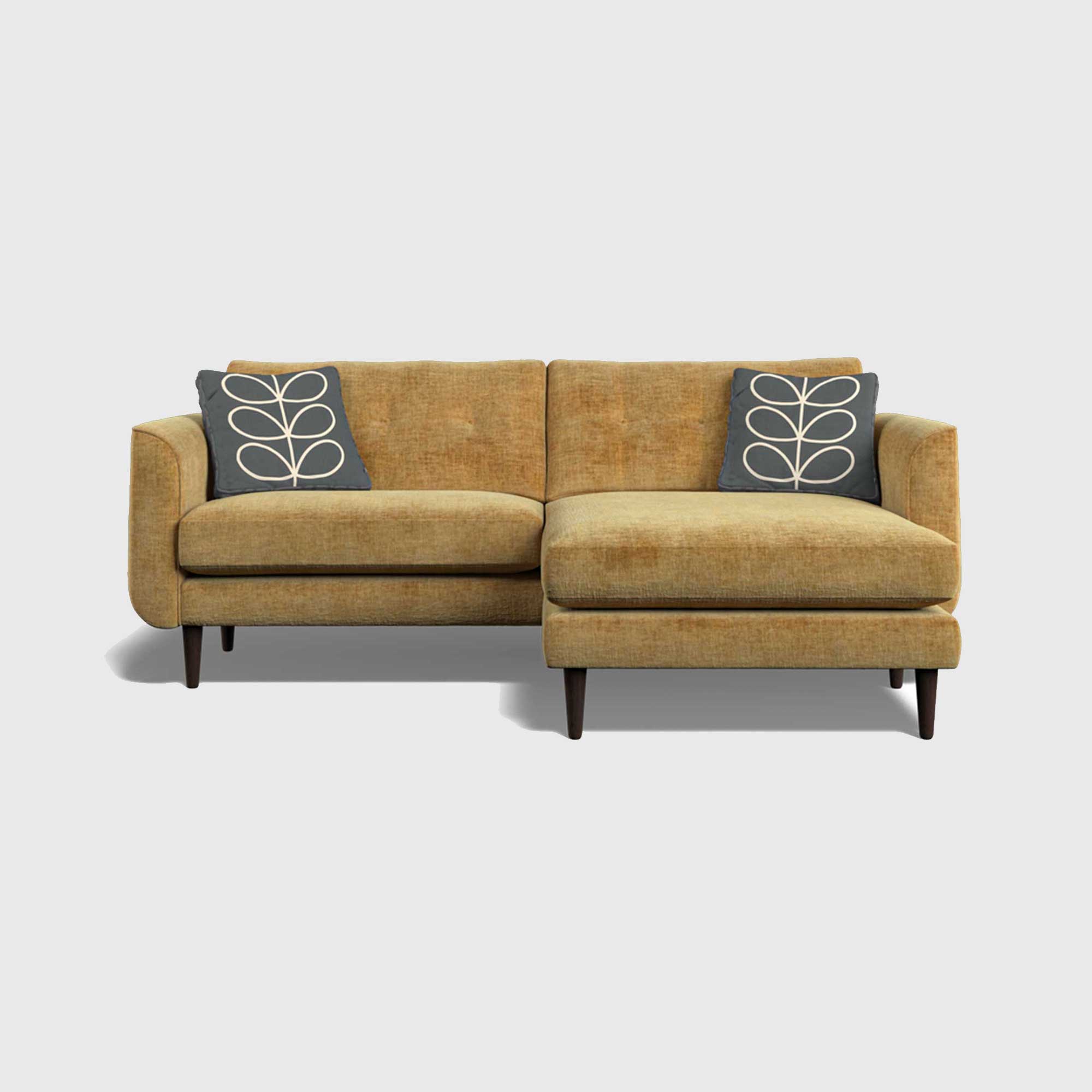 Orla Kiely Linden Large Chaise Corner Sofa Left, Yellow Fabric | Barker & Stonehouse