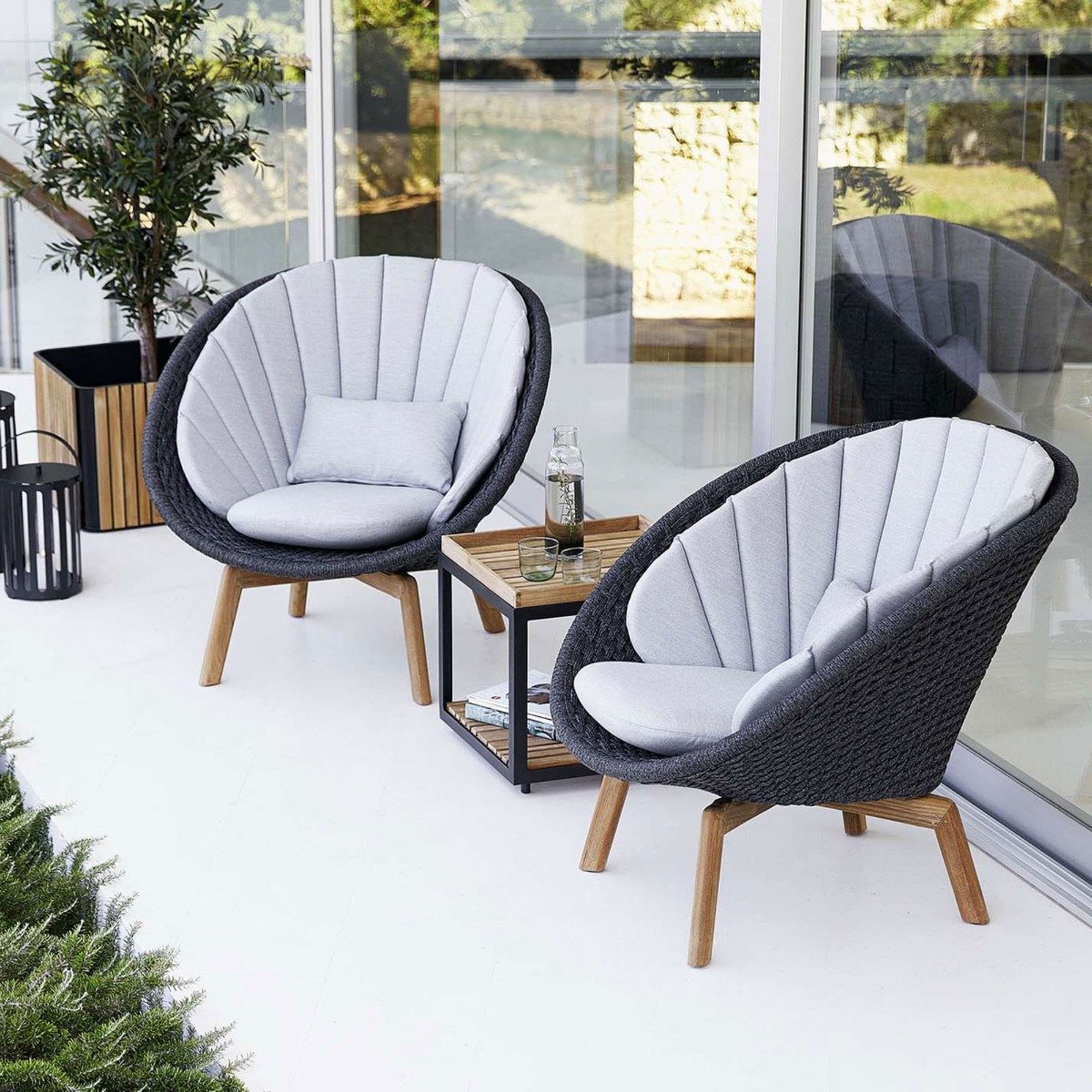 Cane Line Peacock Lounge Chair With Cushion Set, Grey | Barker & Stonehouse