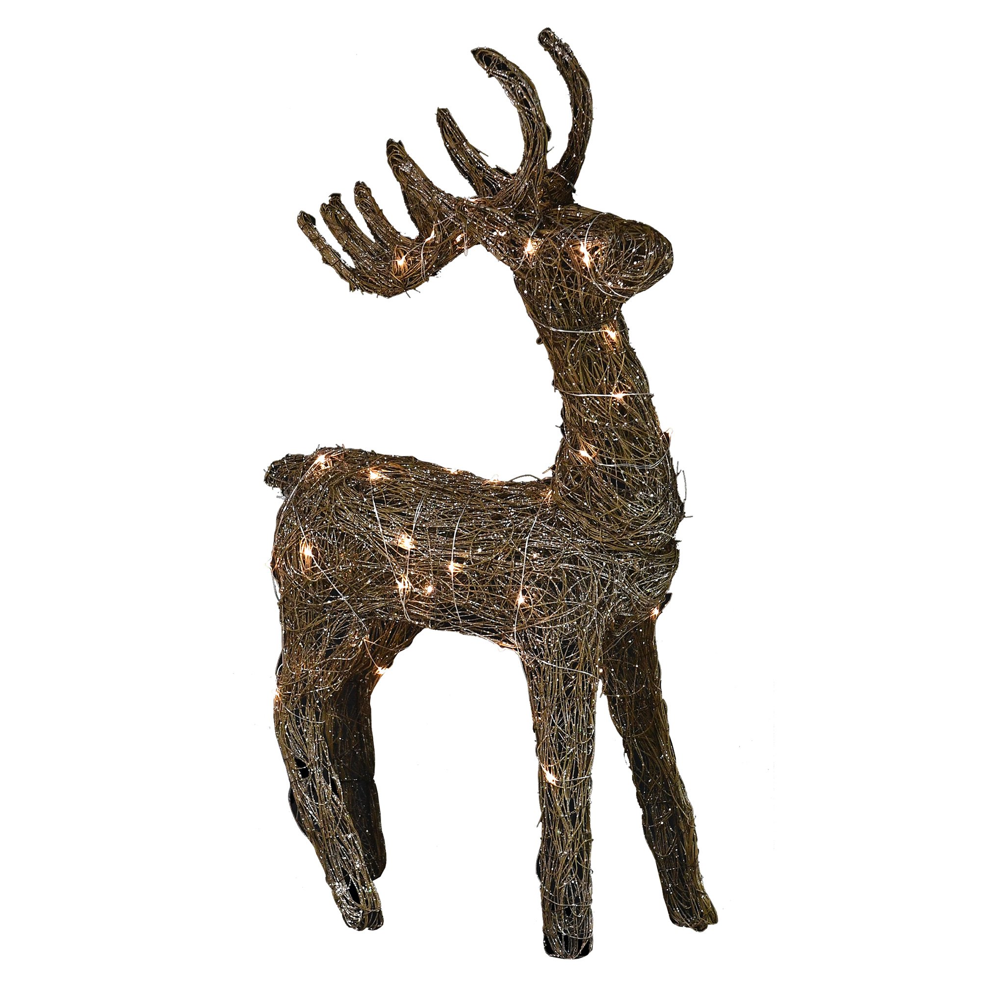 Large Lit Rattan Reindeer, Gold | Barker & Stonehouse