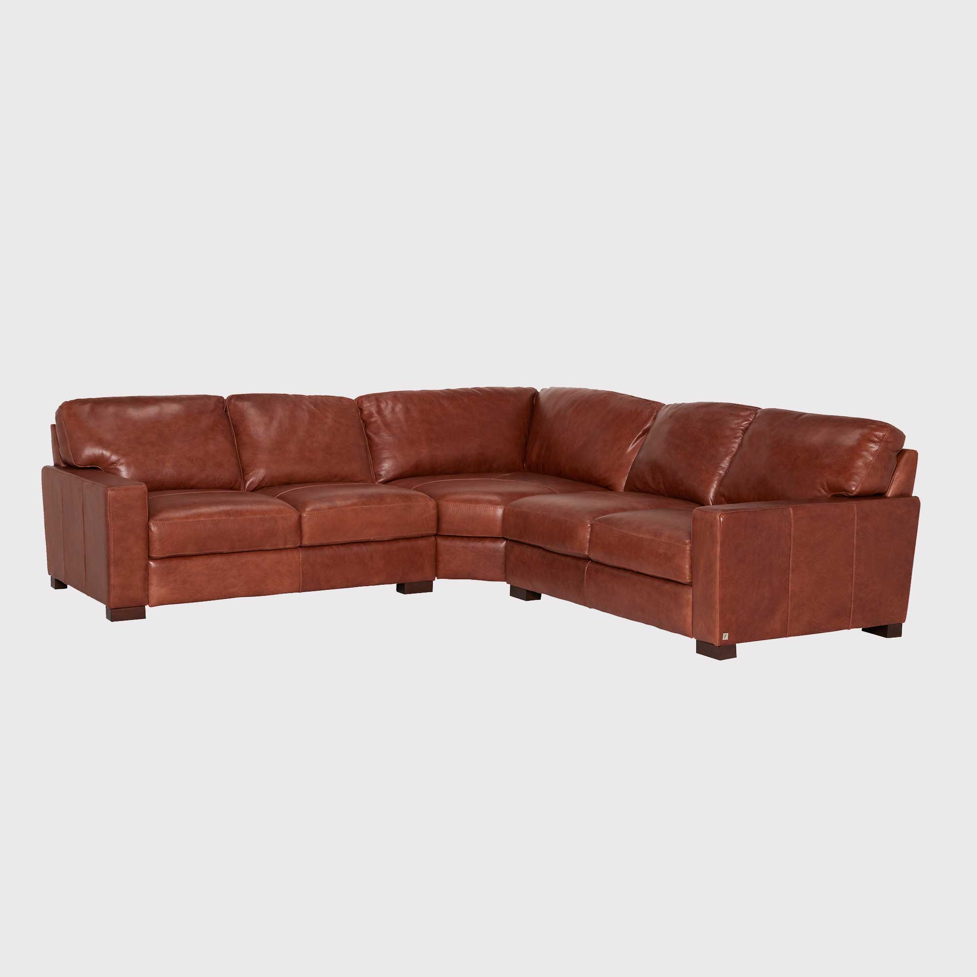 Lorenza Square Corner Group Sofa, Brown Leather | Barker & Stonehouse