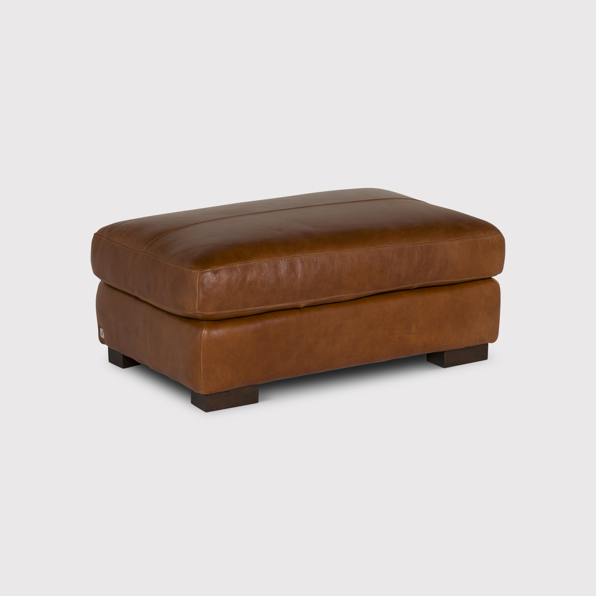 Lorenza Pouffe, Brown Leather | Barker & Stonehouse