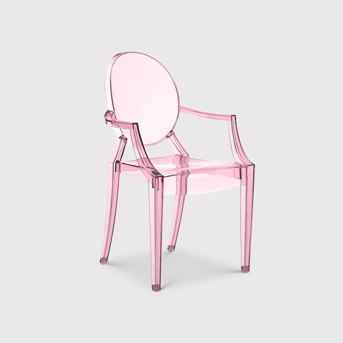 Kartell Lou Lou Ghost Dining Dining Chair With Arms, Pink | Barker & Stonehouse
