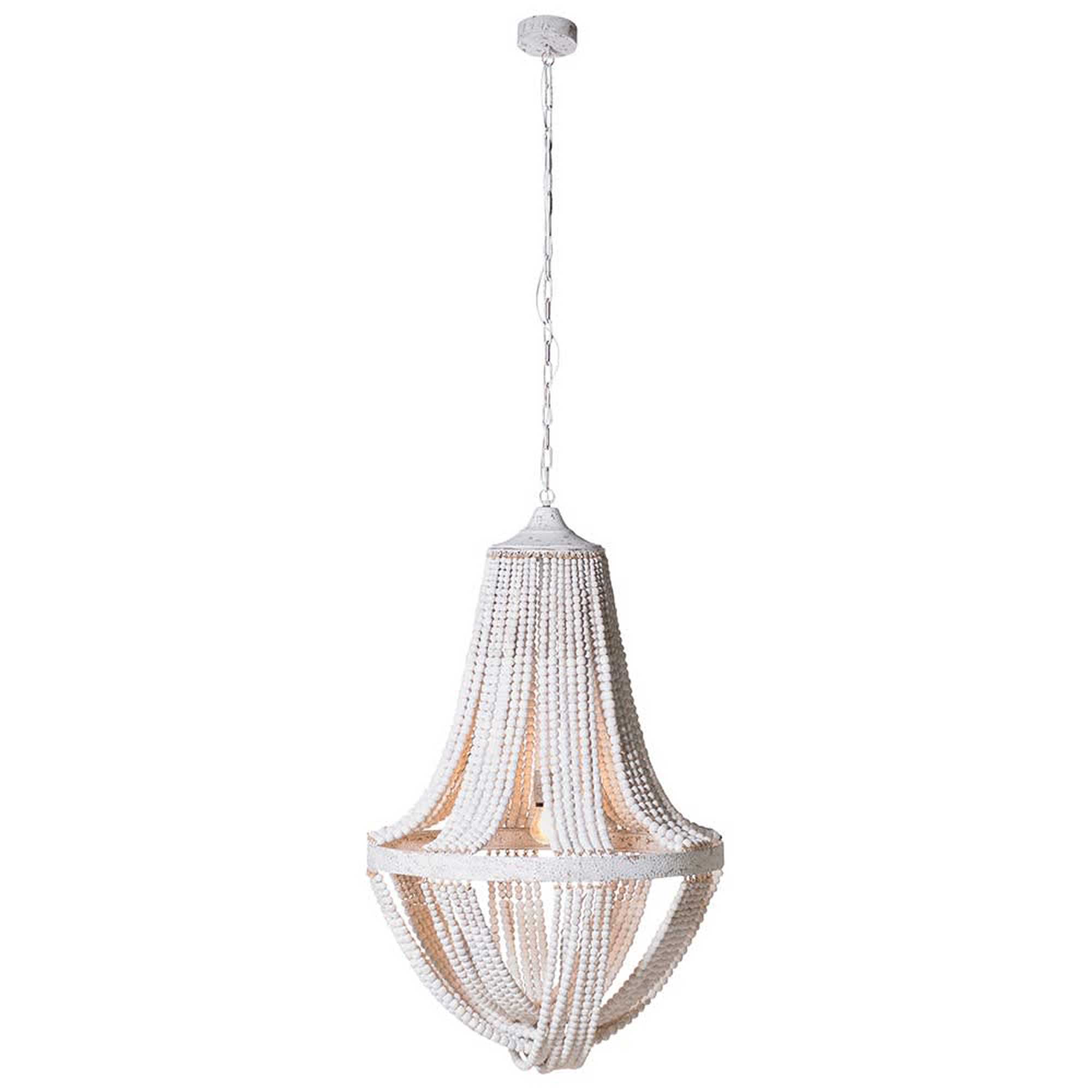 Large Wooden Bead Chandelier, White | Barker & Stonehouse