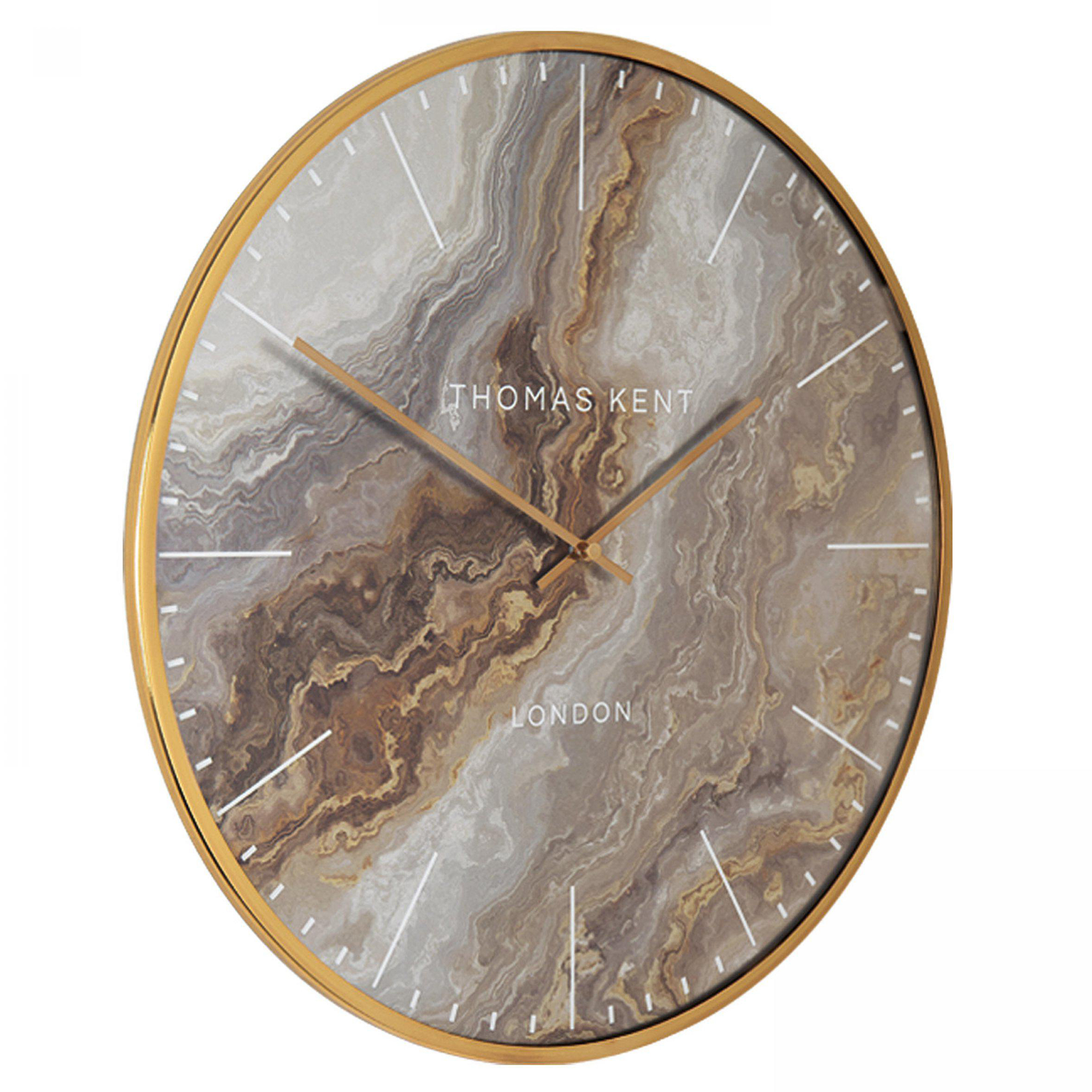 Marble Bronze Clock, Round, Gold | Barker & Stonehouse