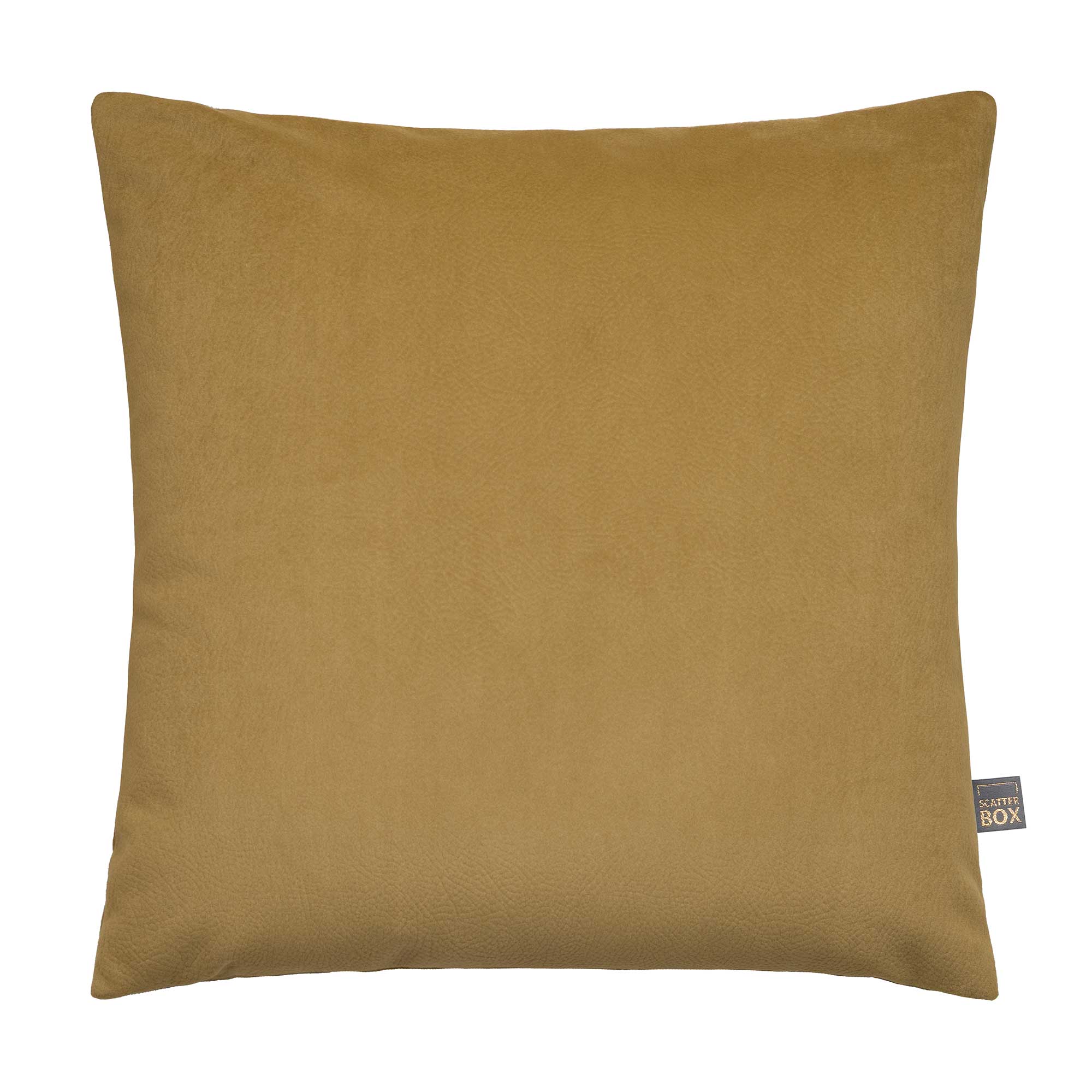 Mustard Faux Suede Cushion, Square, Yellow | Barker & Stonehouse