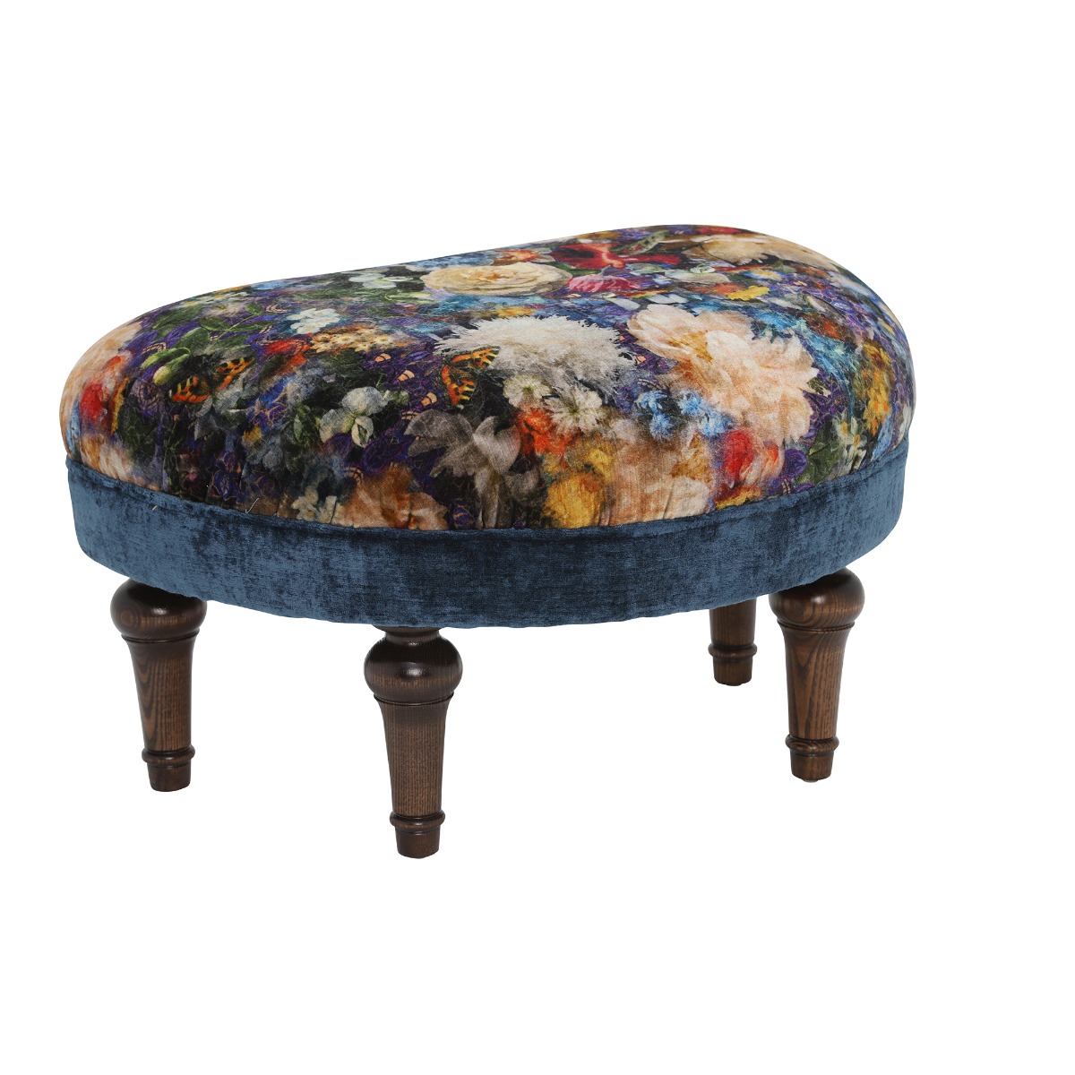 Marchmont Small Stool, Blue Fabric | Barker & Stonehouse