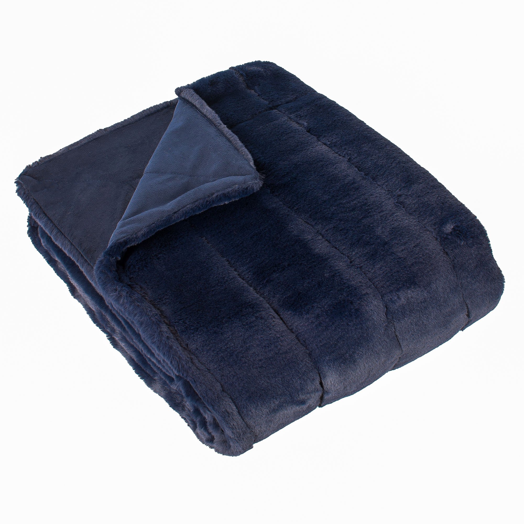 Navy Faux Fur Throw Blanket, Blue | Barker & Stonehouse