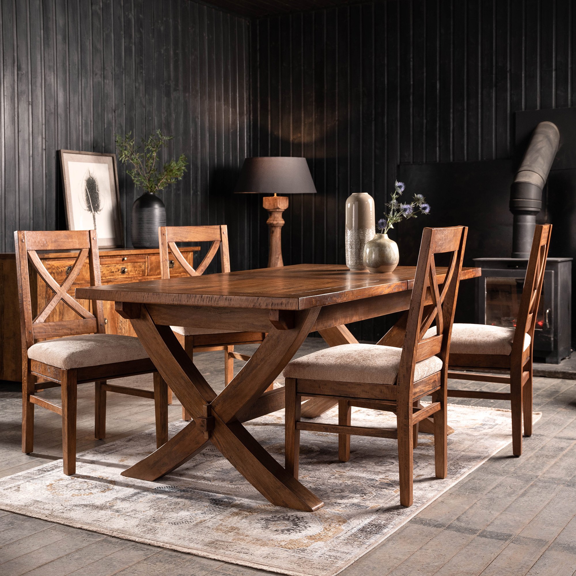 New Frontier Extending Dining Table & 4 Chairs, Mango Wood | Barker & Stonehouse