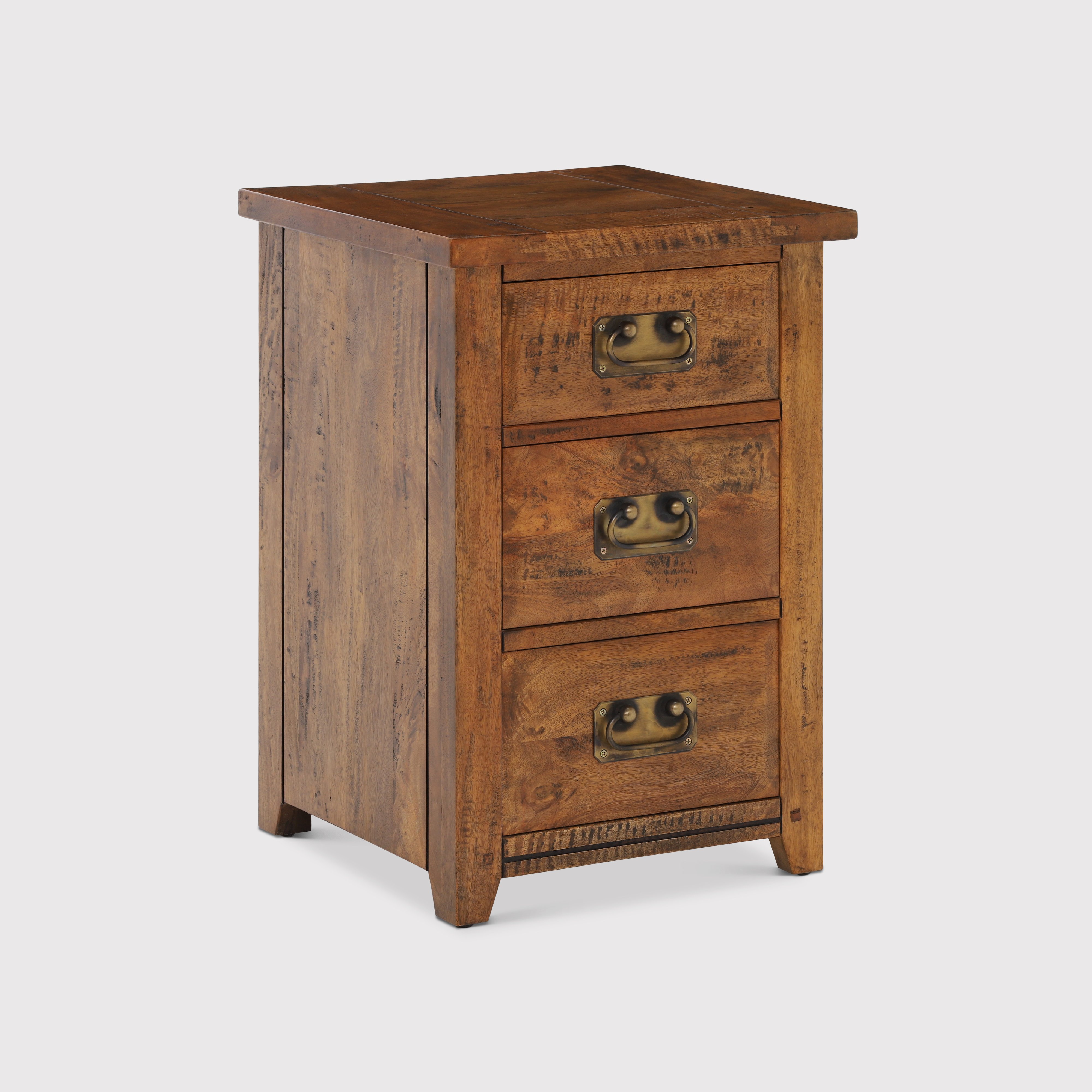 New Frontier 3 Drawer Bedside Table, Brown | Barker & Stonehouse