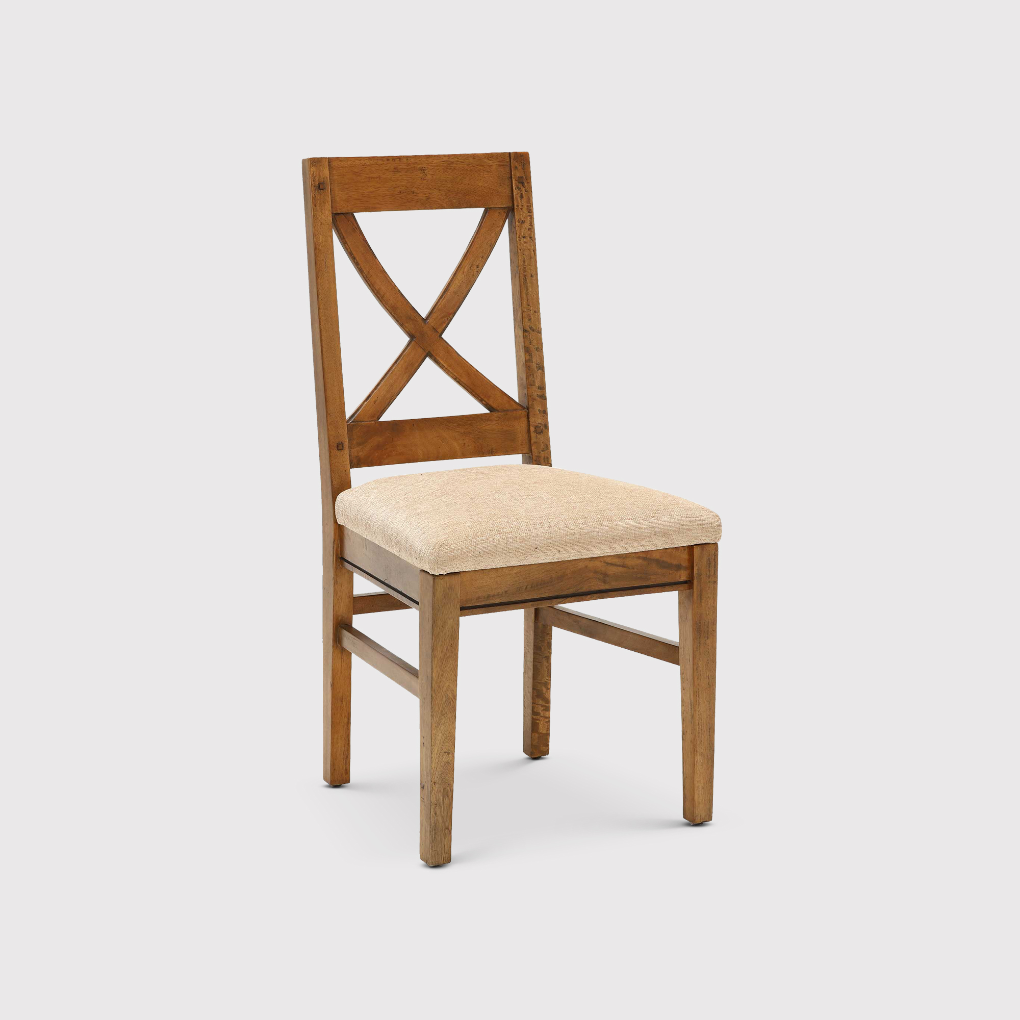 New Frontier Sustainable Brown Wood Dining Chair With Fabric Seat