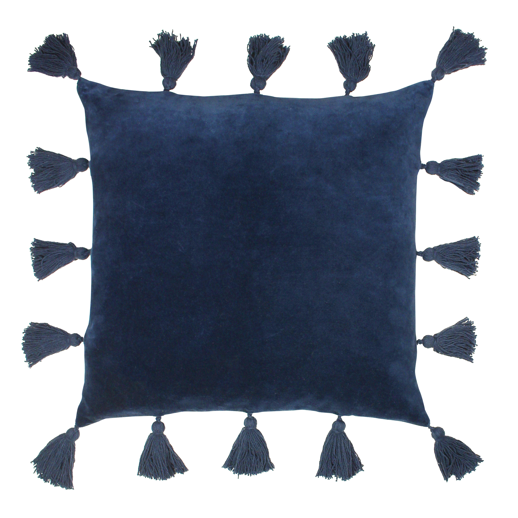 Navy Tassel Cushion, Square, Blue | Barker & Stonehouse