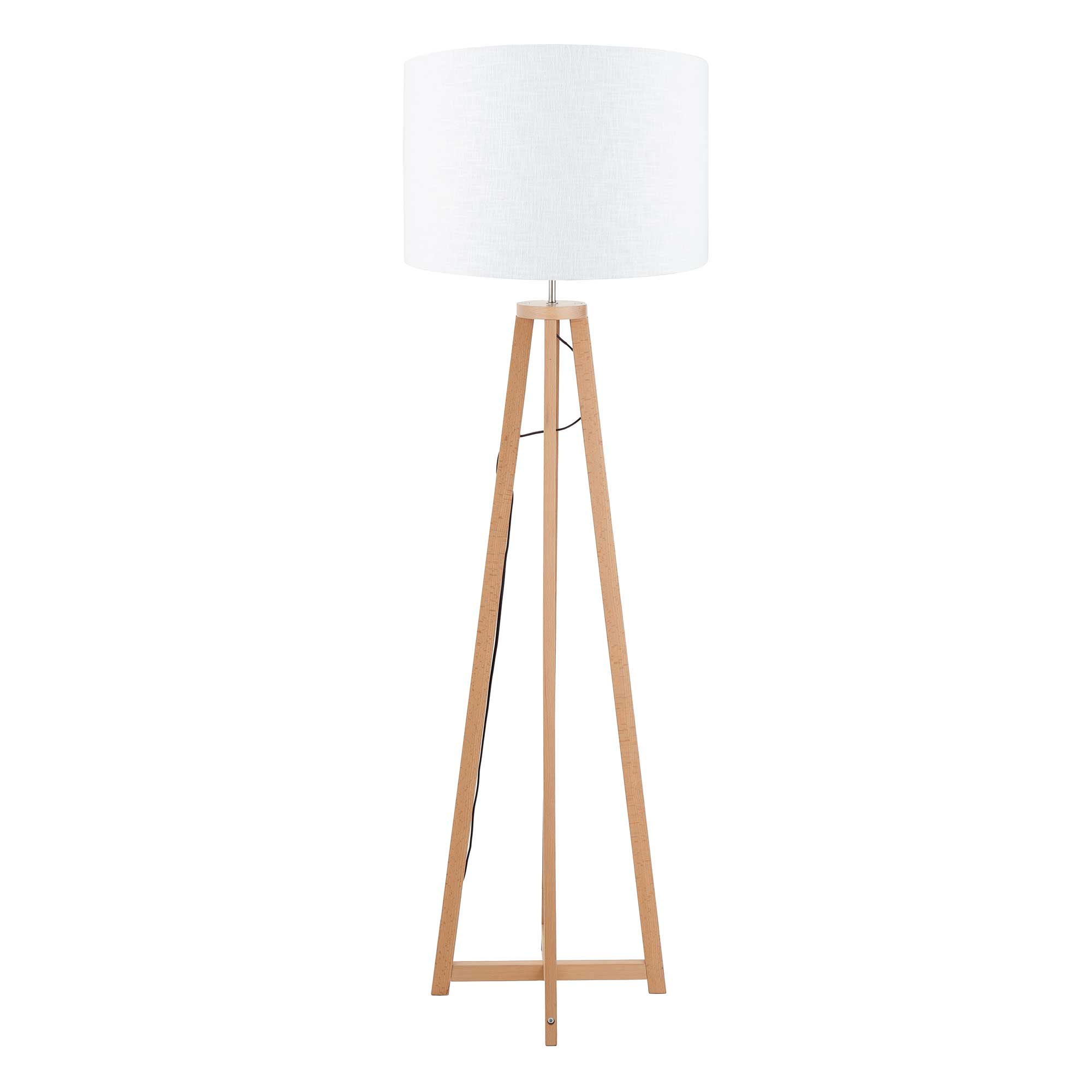 Natural Wood Tapered Floor Lamp, White | Barker & Stonehouse