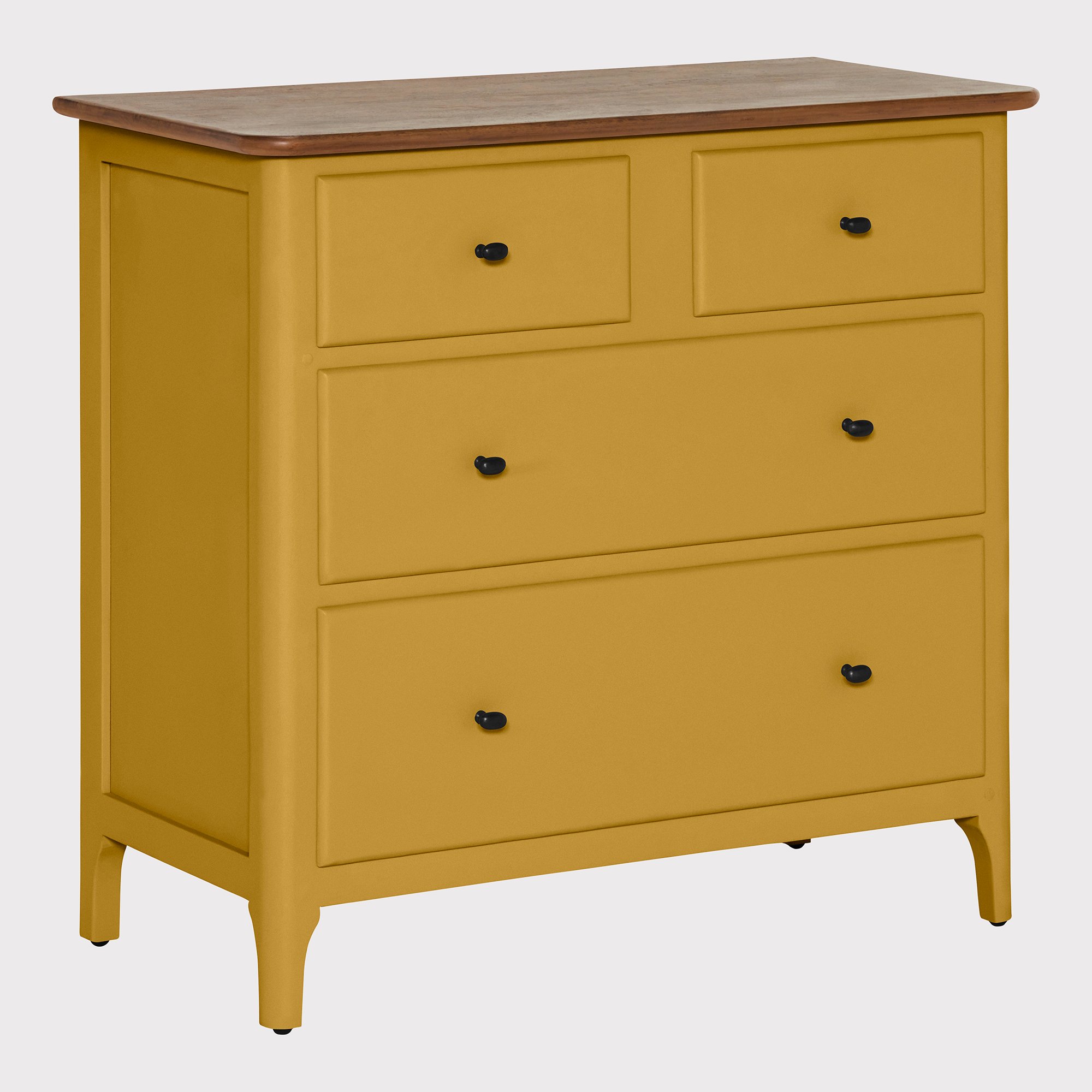 Painted Collection Oakley 4 Drawer Chest, Yellow | Barker & Stonehouse