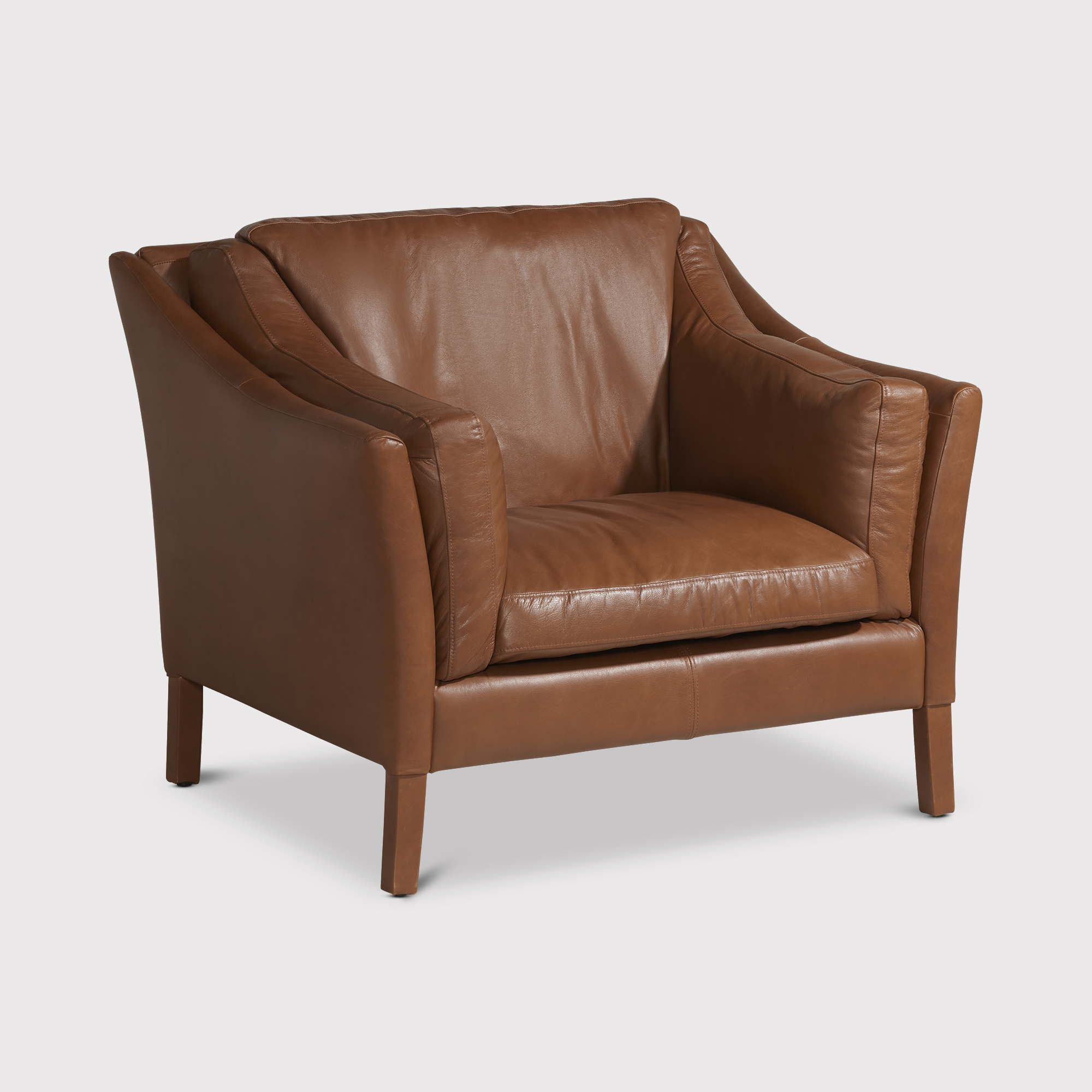 Portobello High Back 1 Seater Sofa, Brown Leather | Barker & Stonehouse