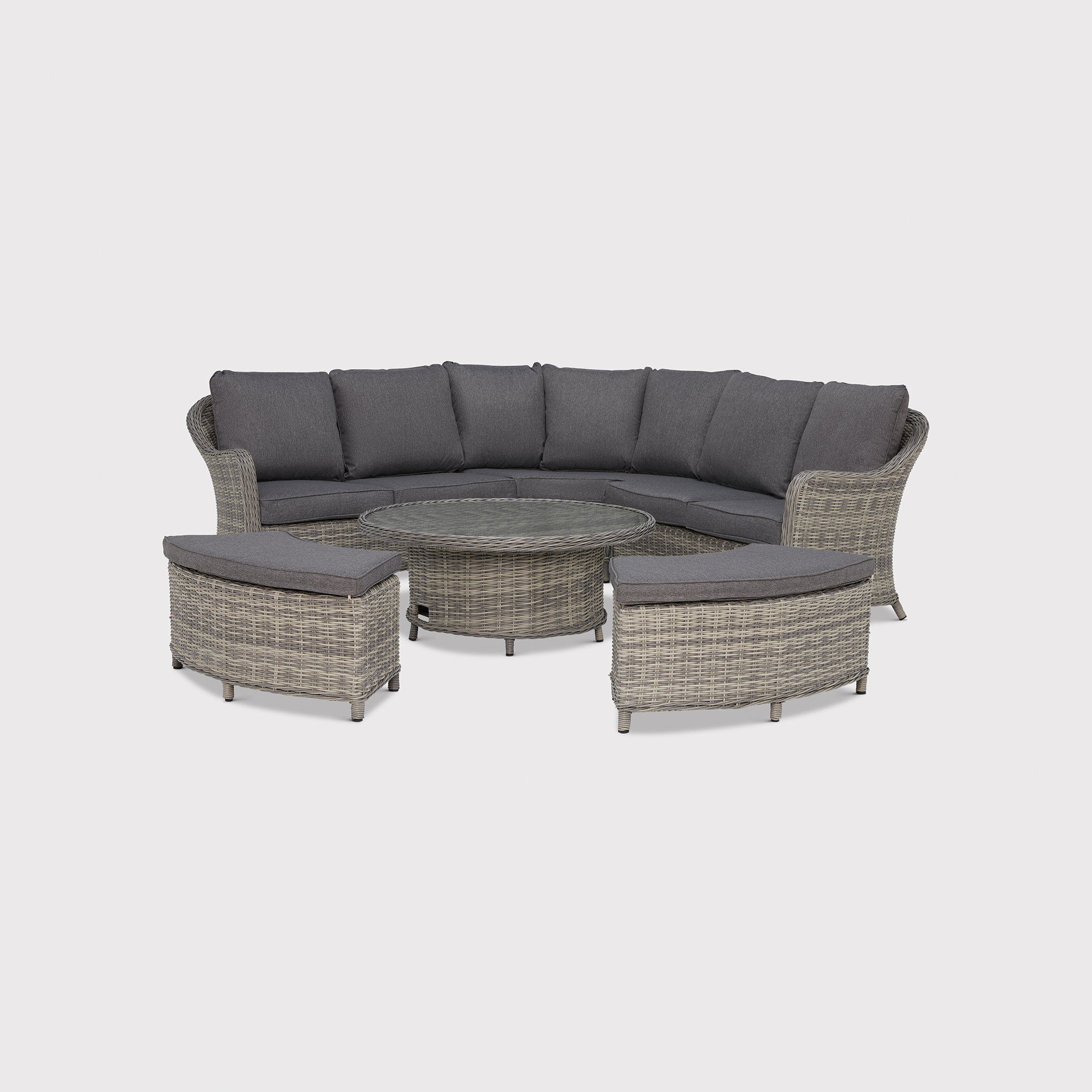 Penzance Rounded Corner Sofa With Rising Table, Grey | Barker & Stonehouse