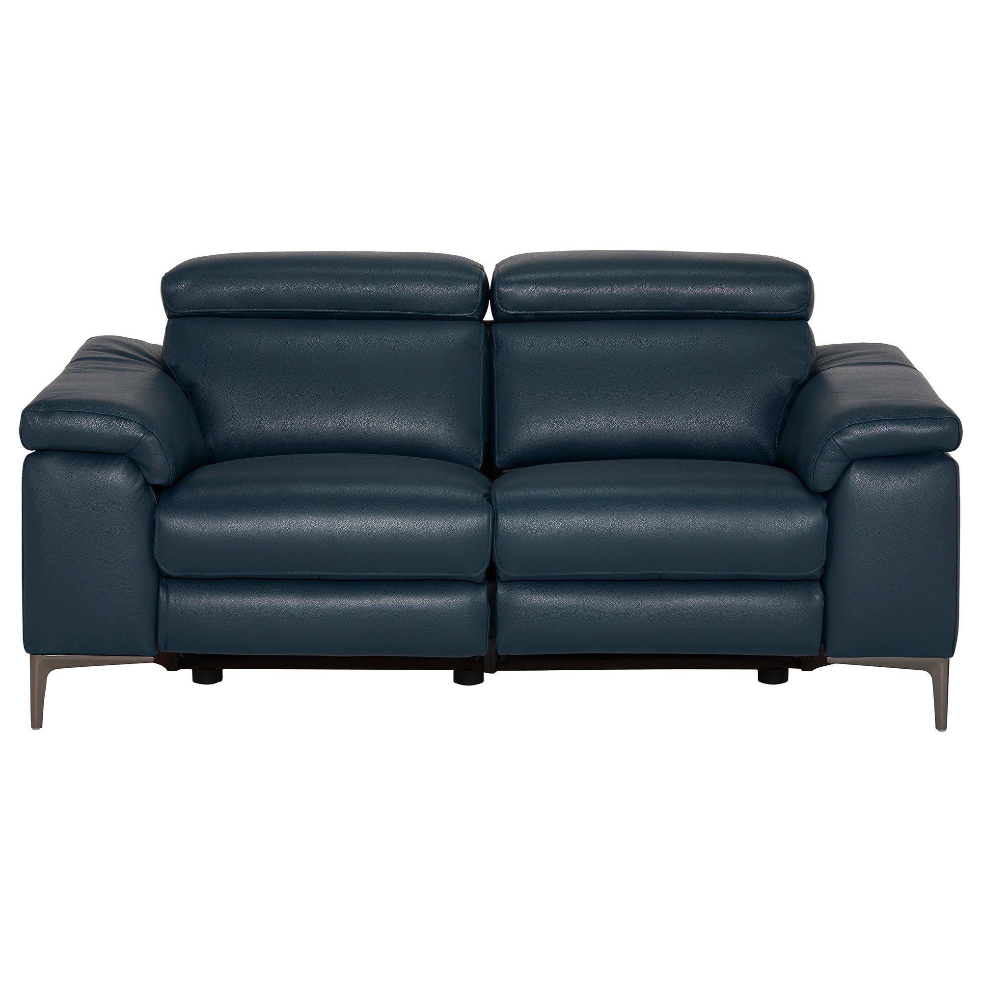 Paolo 2 Seater Recliner Sofa With 2 Electric Recliners, Blue Leather | Barker & Stonehouse
