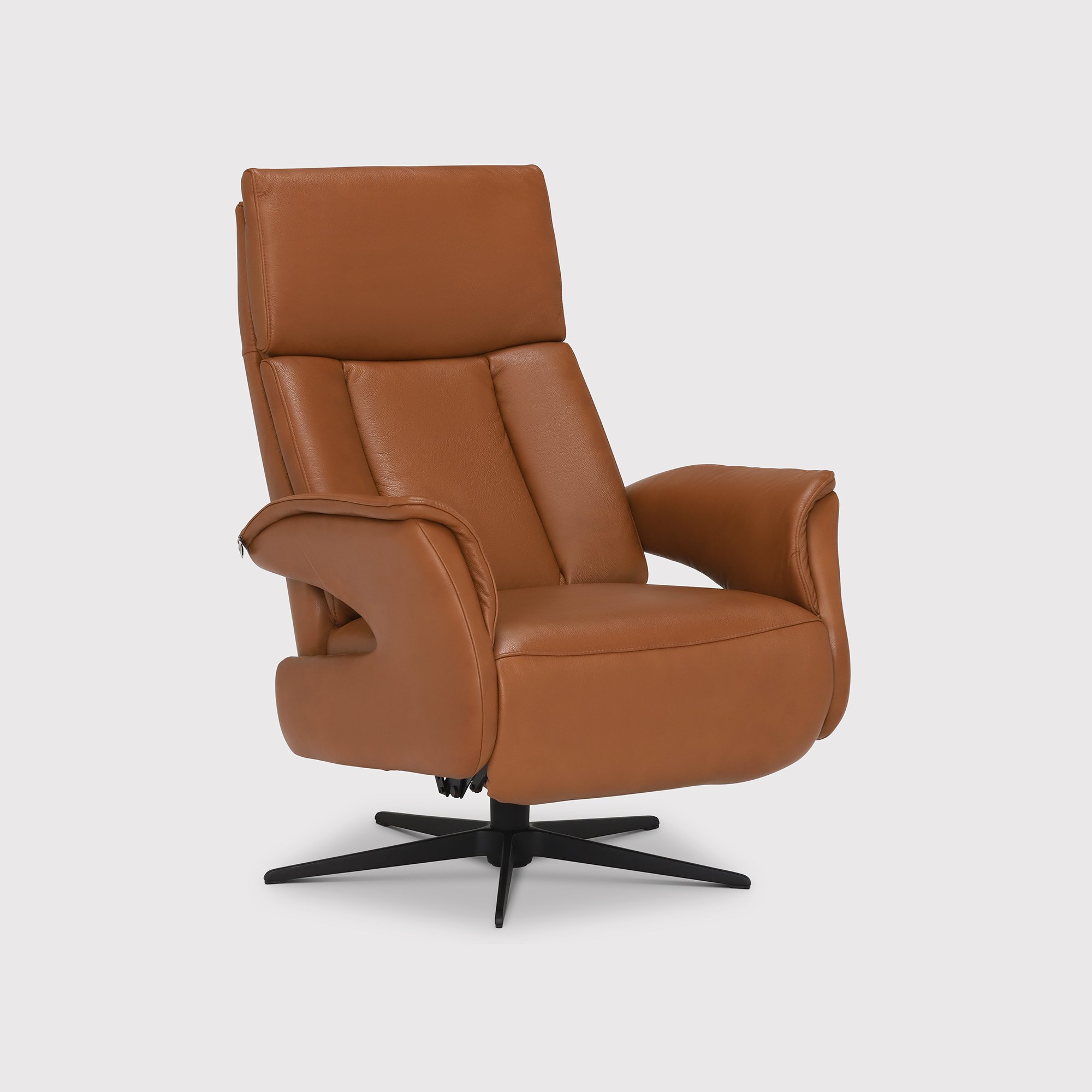 Pim Medium Manual Reclining Recliner Chair With Base D, Brown Leather | Barker & Stonehouse