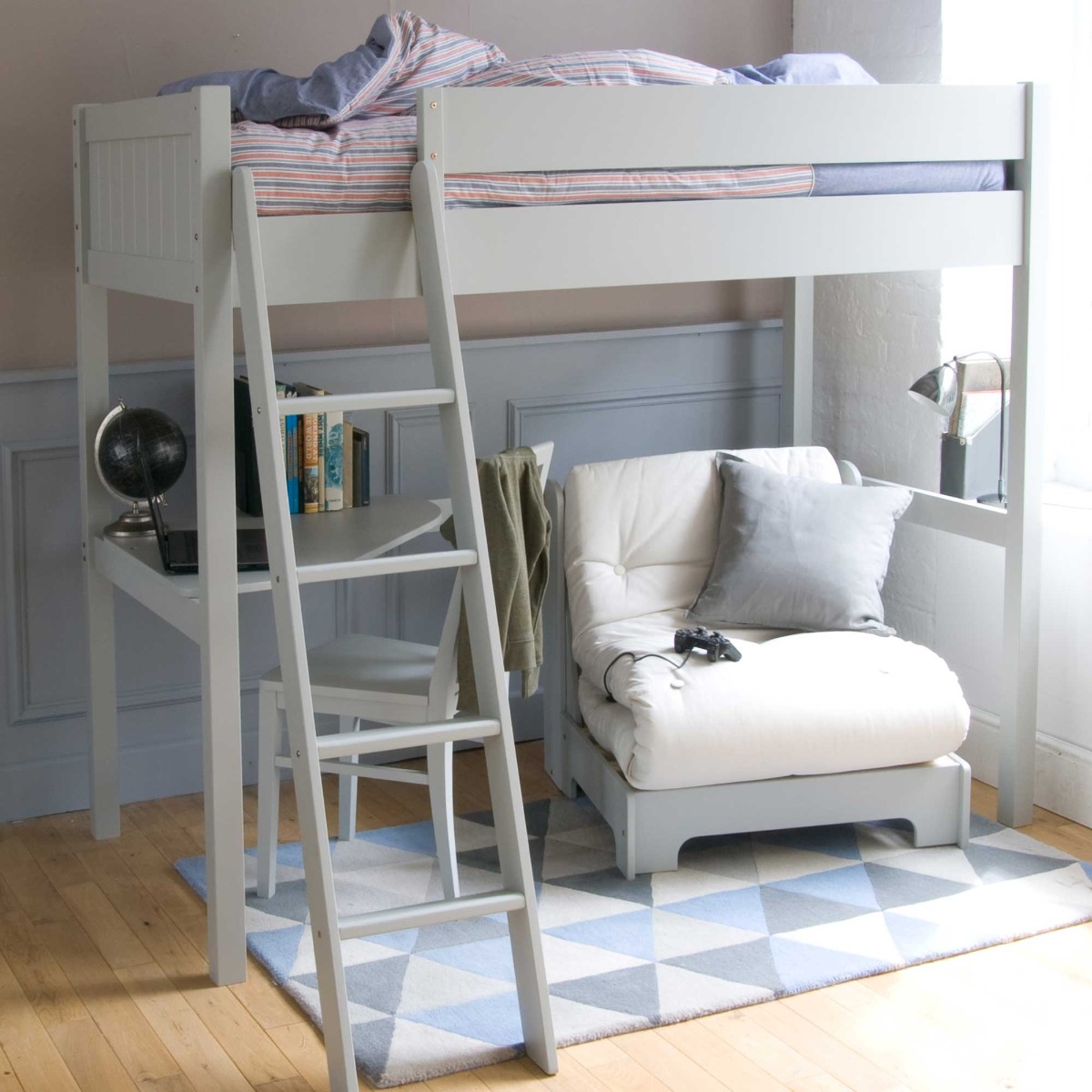 Pippin Wood Children s Highsleeper Single Bed Frame With Desk And