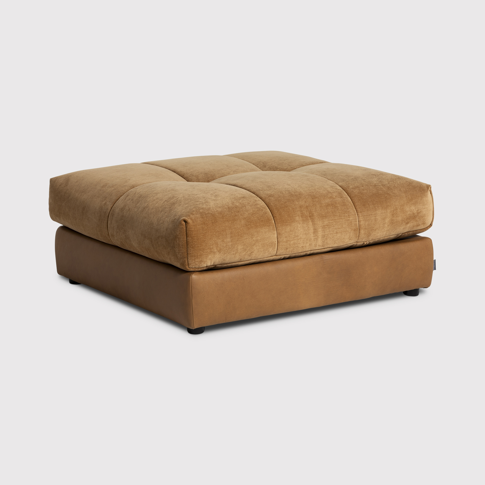 Roby Footstool, Brown Fabric & Leather | Barker & Stonehouse