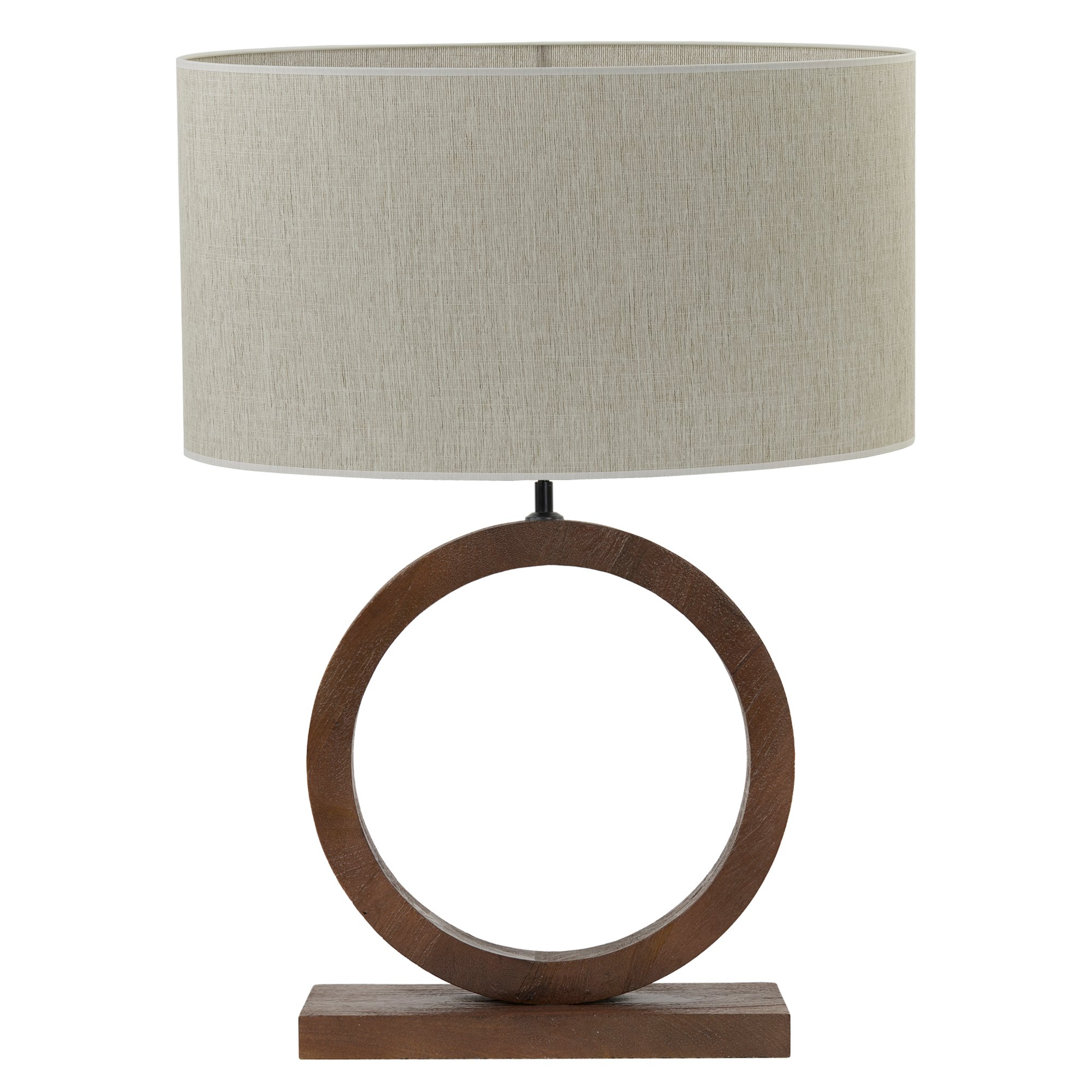 Round Wood Table Lamp, Brown | Barker & Stonehouse