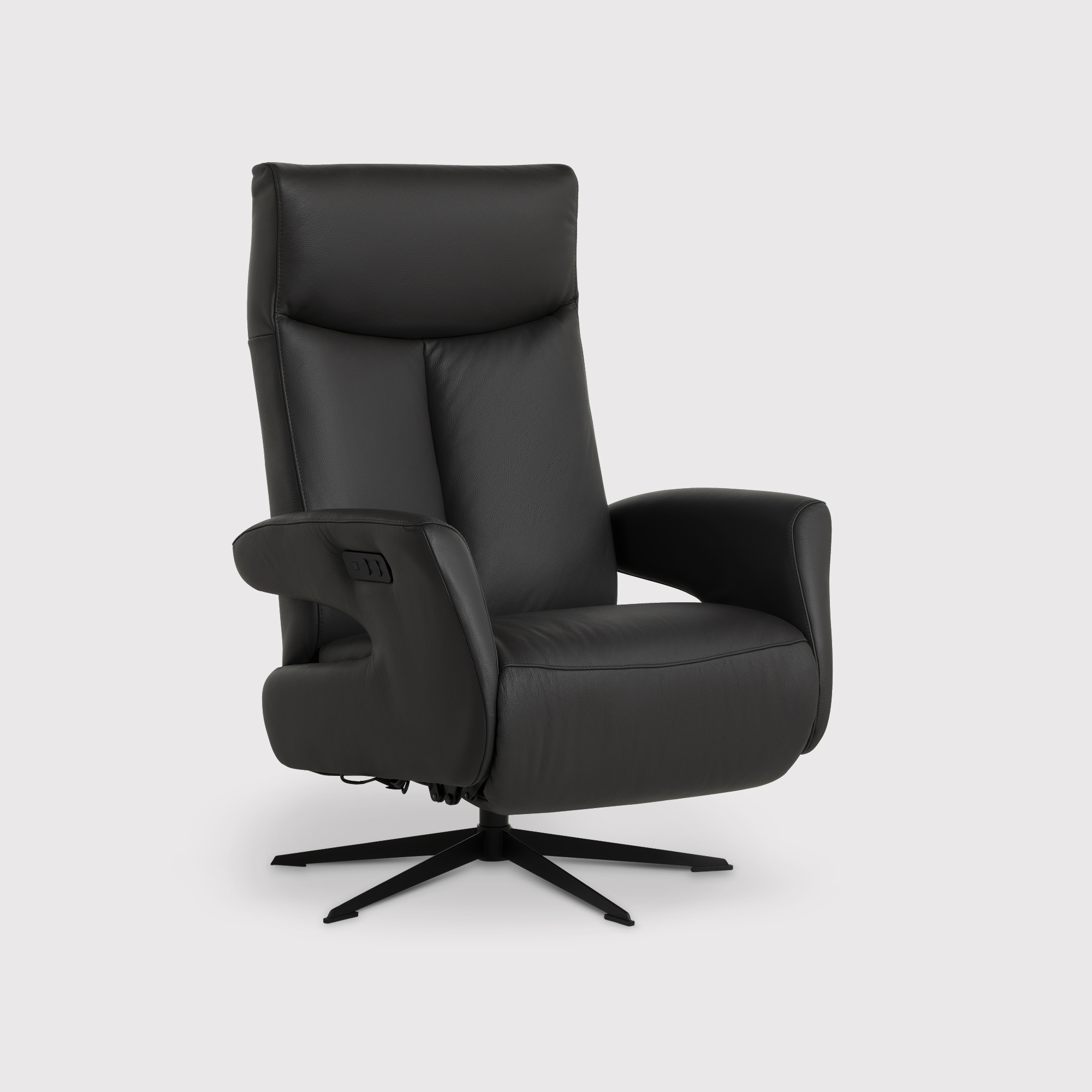 Sander Black Leather Electric Reclining Chair, Pampas Black And Black