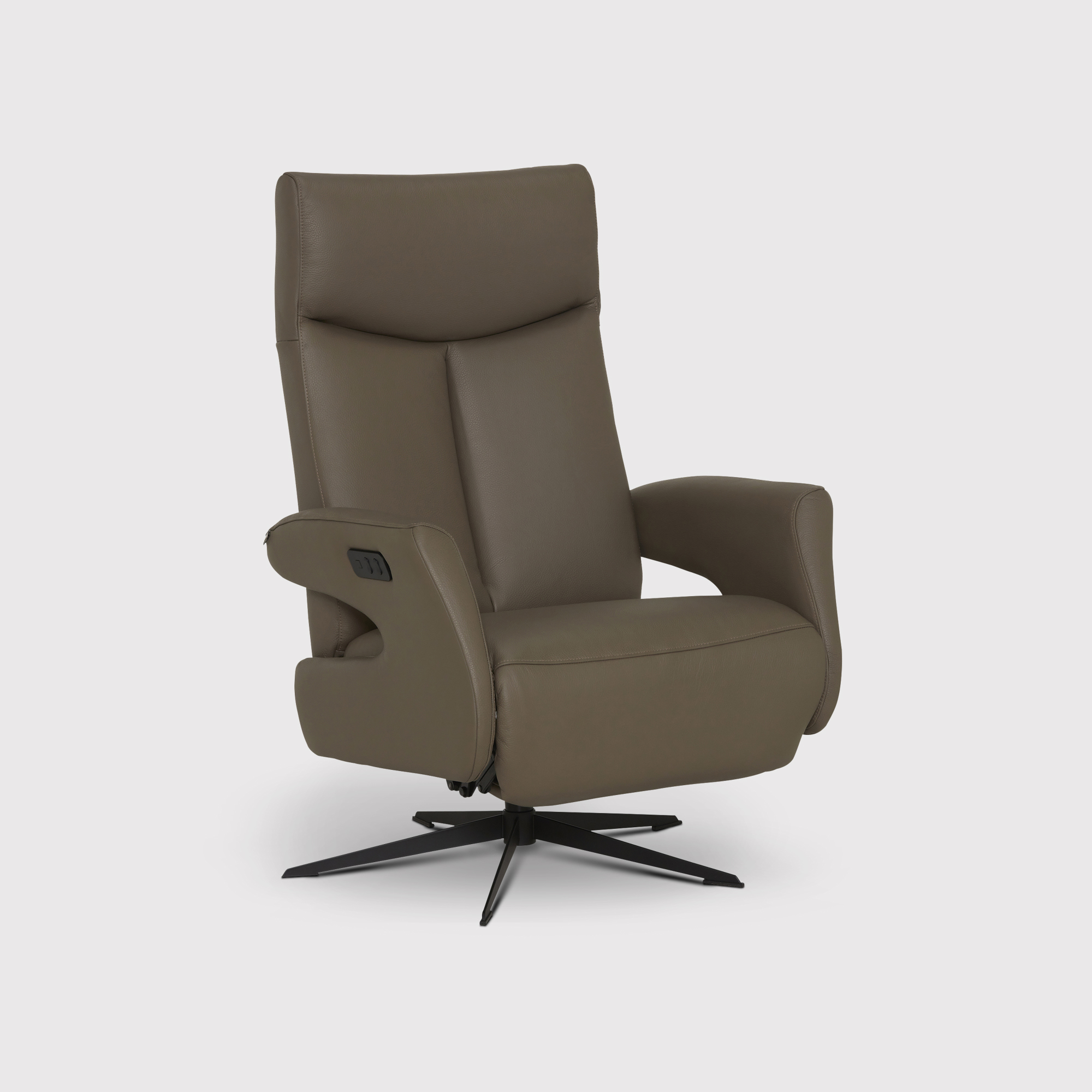 Sander Brown Leather Electric Reclining Chair, Pampas Muskat And Black