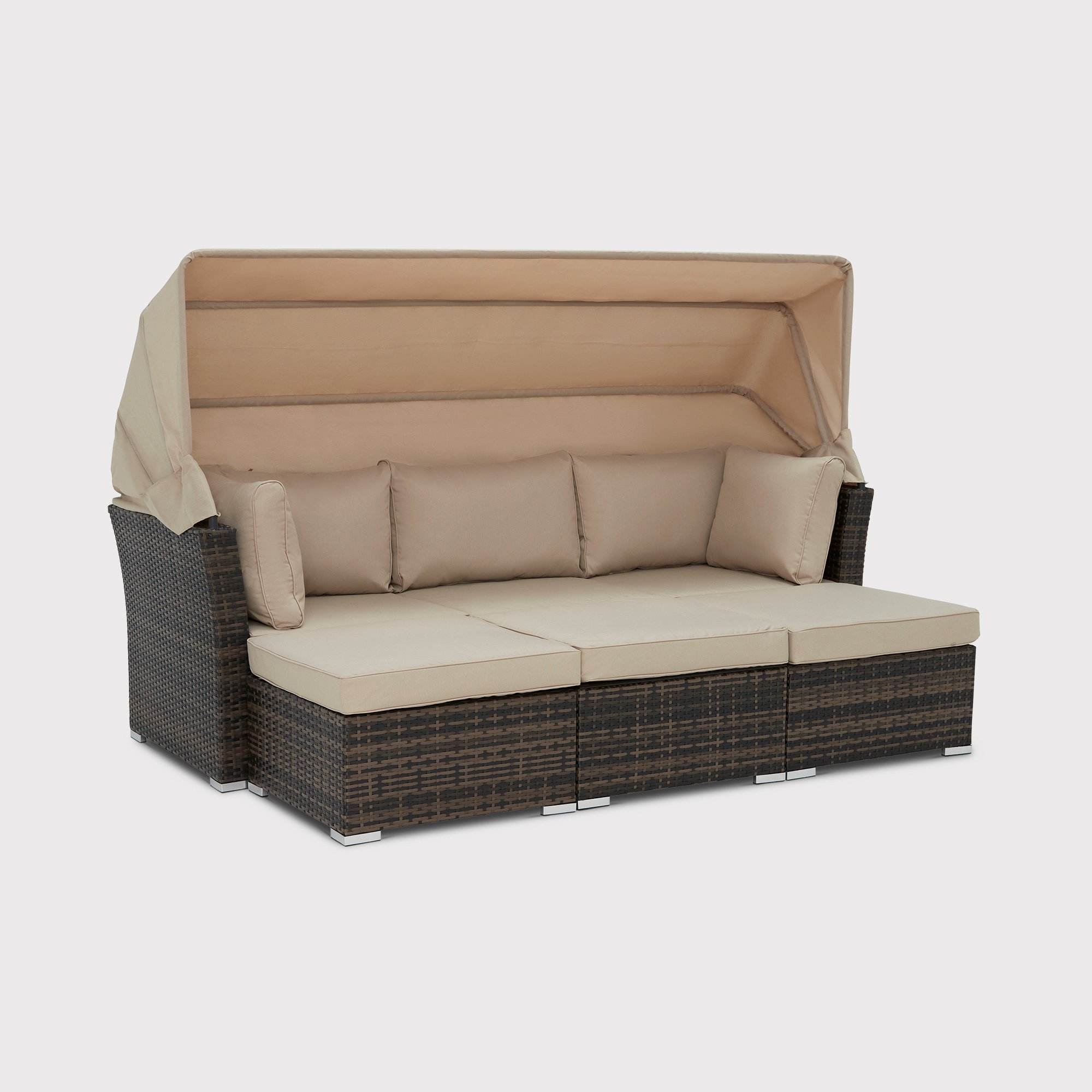Shanklin Sunbed Set With Canopy, Neutral | Barker & Stonehouse