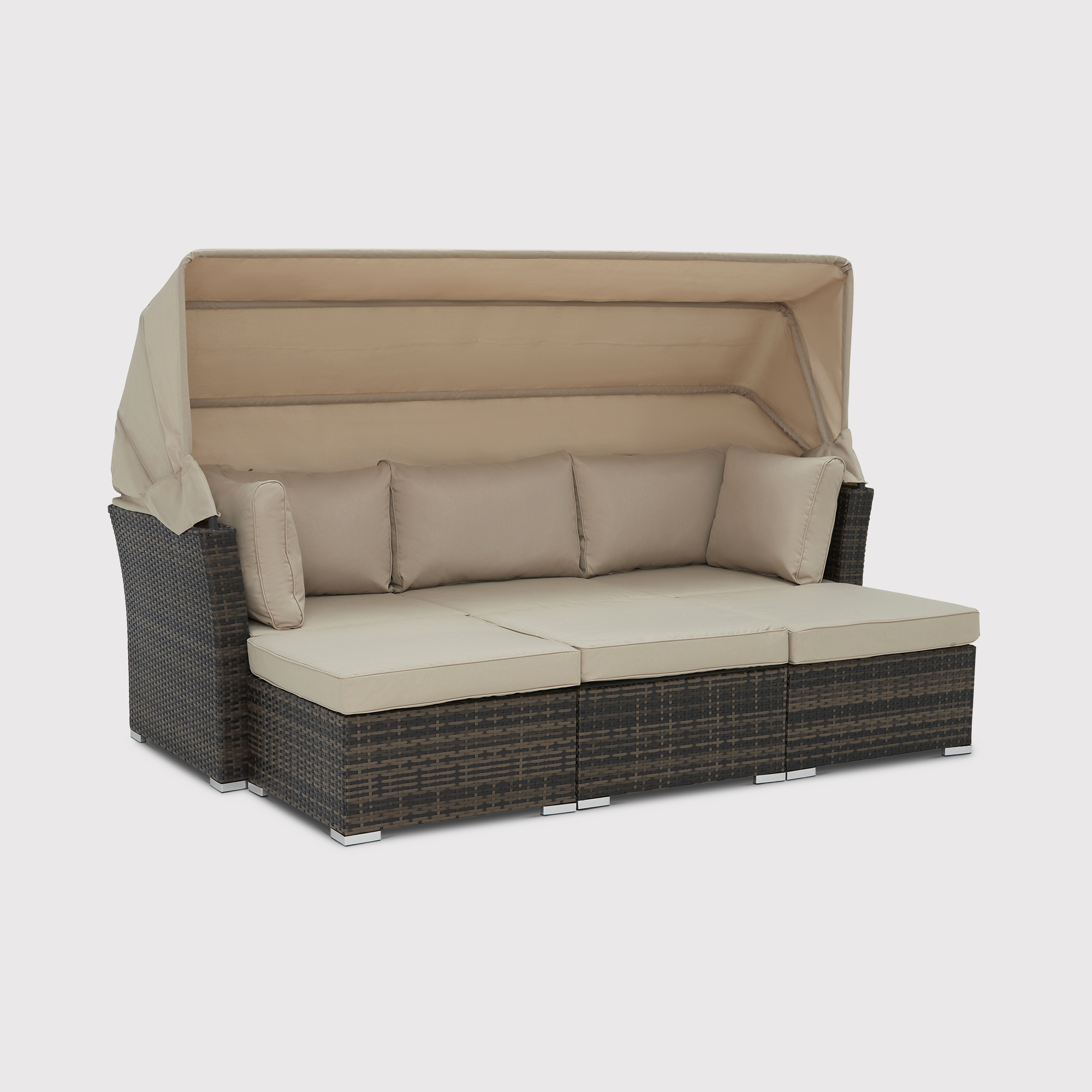 Shanklin Sunbed Set With Canopy, Neutral | Barker & Stonehouse