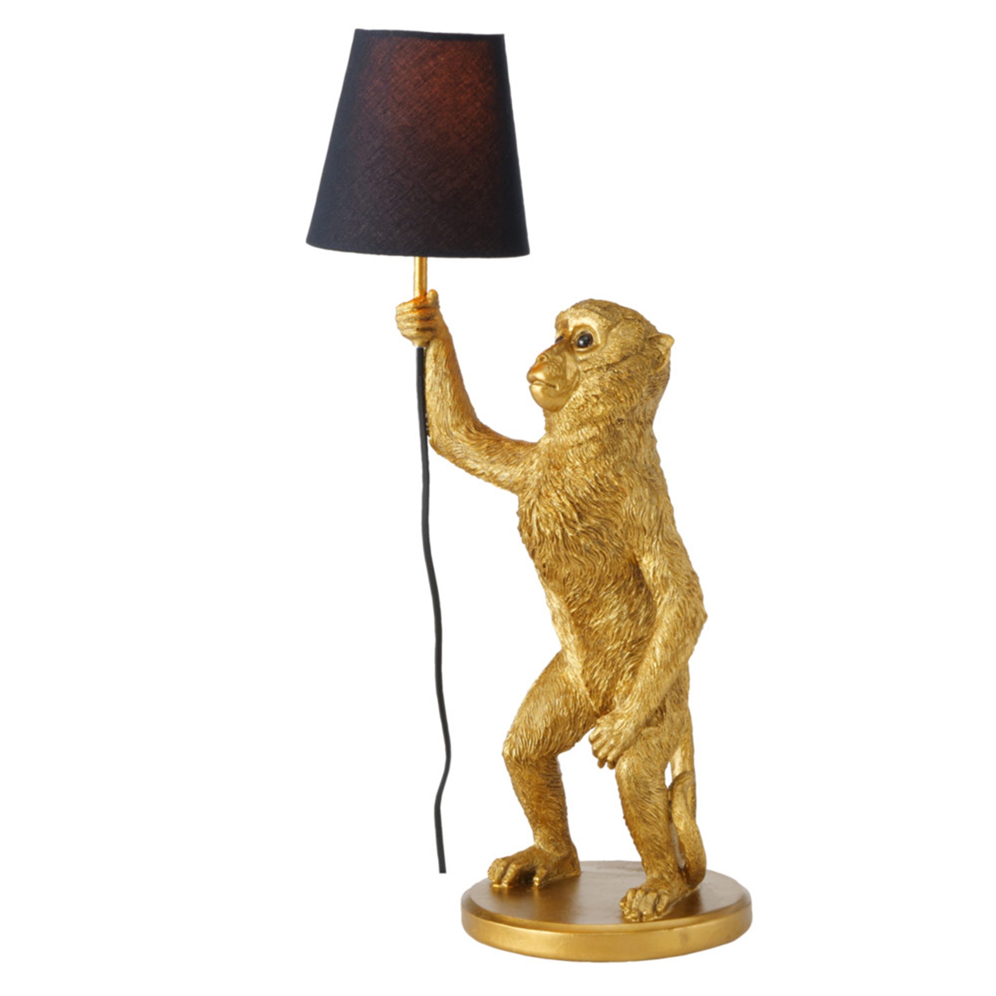 Standing Monkey Table Lamp, Gold Polyresin | Barker & Stonehouse