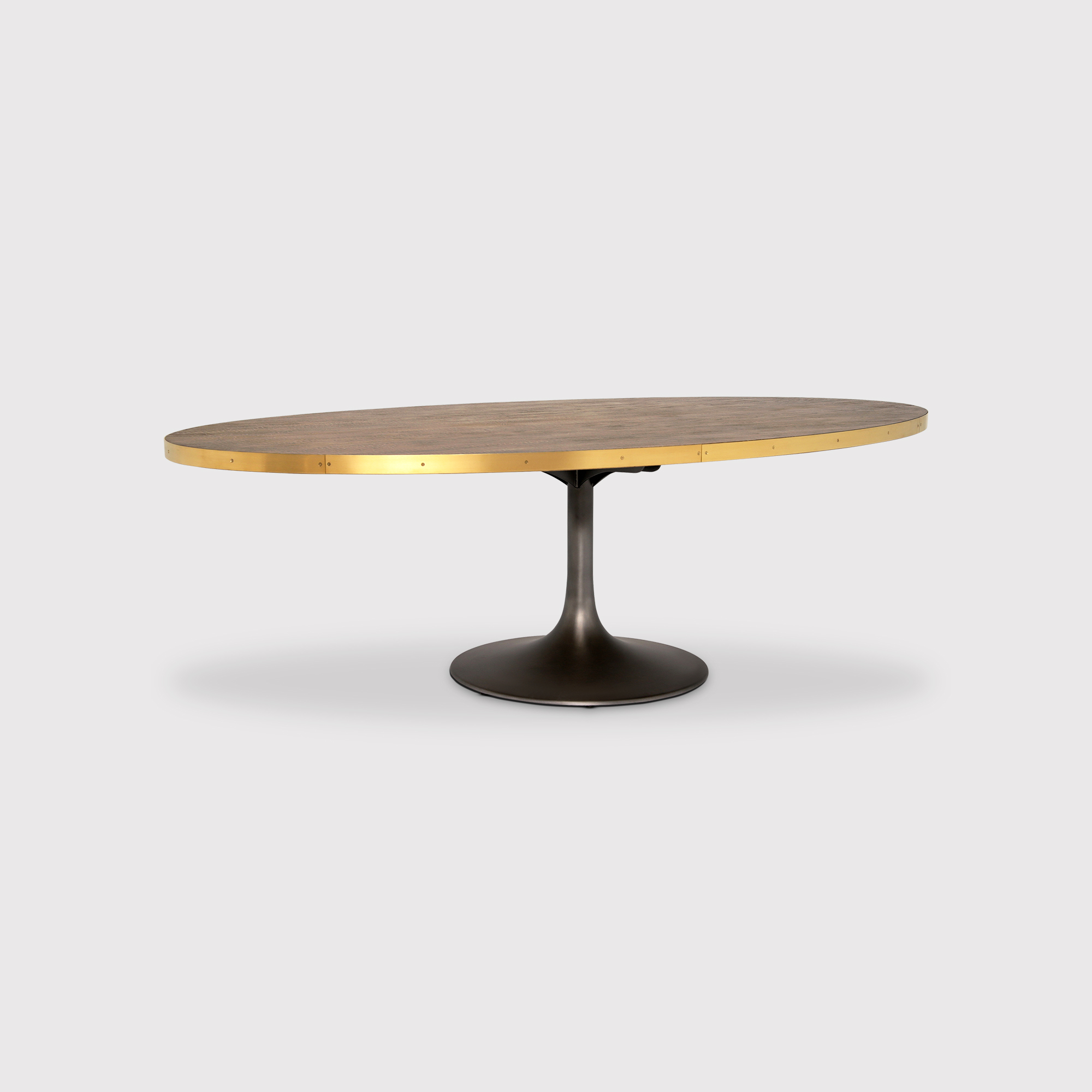 Talula Oval Dining Table, Light Burnt Oak, Light Brass and Light Mouse Grey Barker & Stonehouse