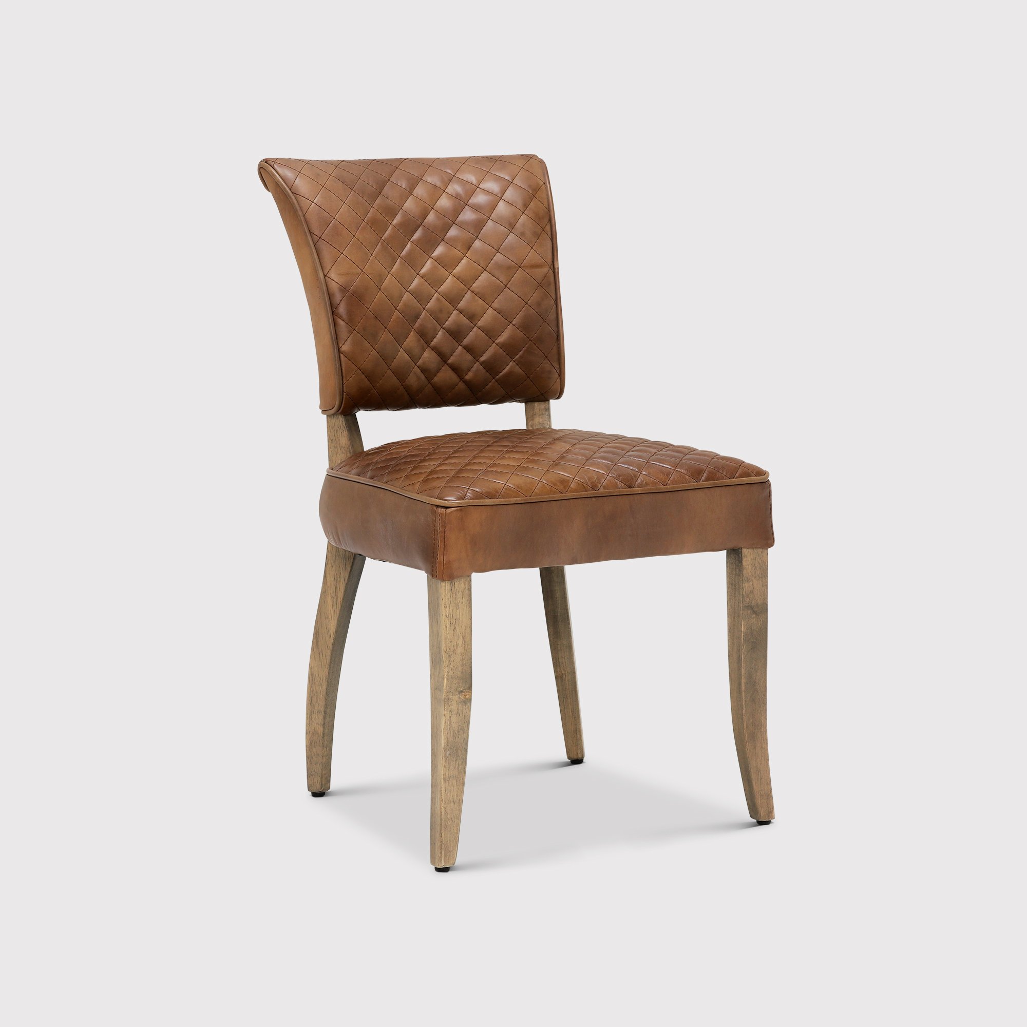 Timothy Oulton Mimi Quilted Dining Chair, Brown Leather | Barker & Stonehouse