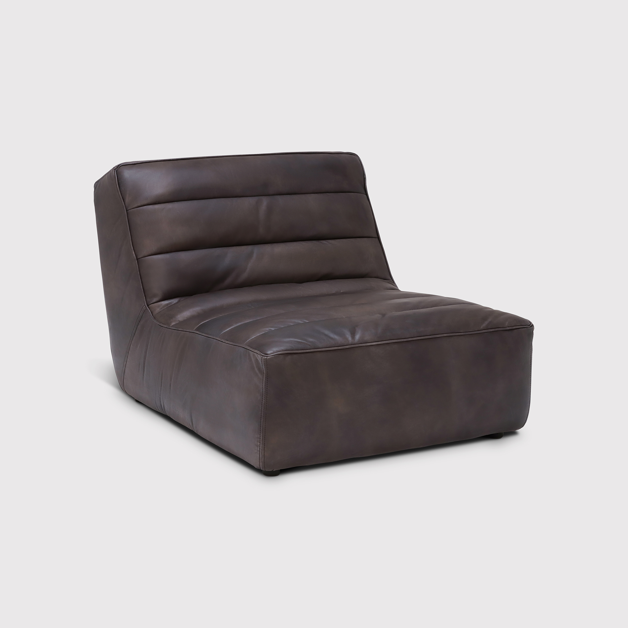 Timothy Oulton Shabby Sectional 1 Seater Modular Sofa, Black Leather | Barker & Stonehouse