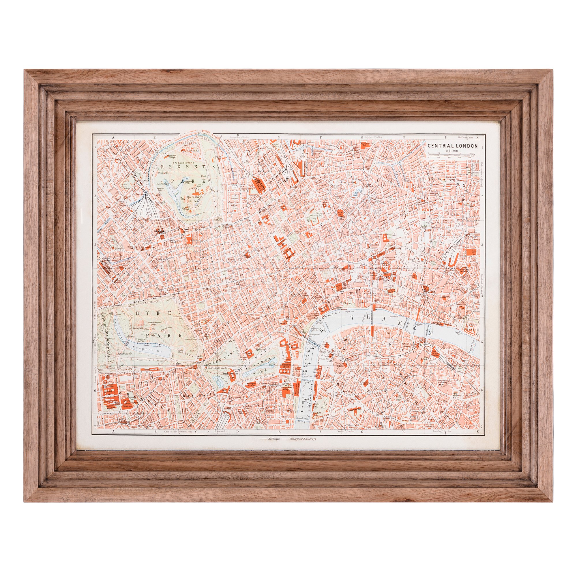 Timothy Oulton Classic Maps London Art 100x82cm Print, Square | Barker & Stonehouse