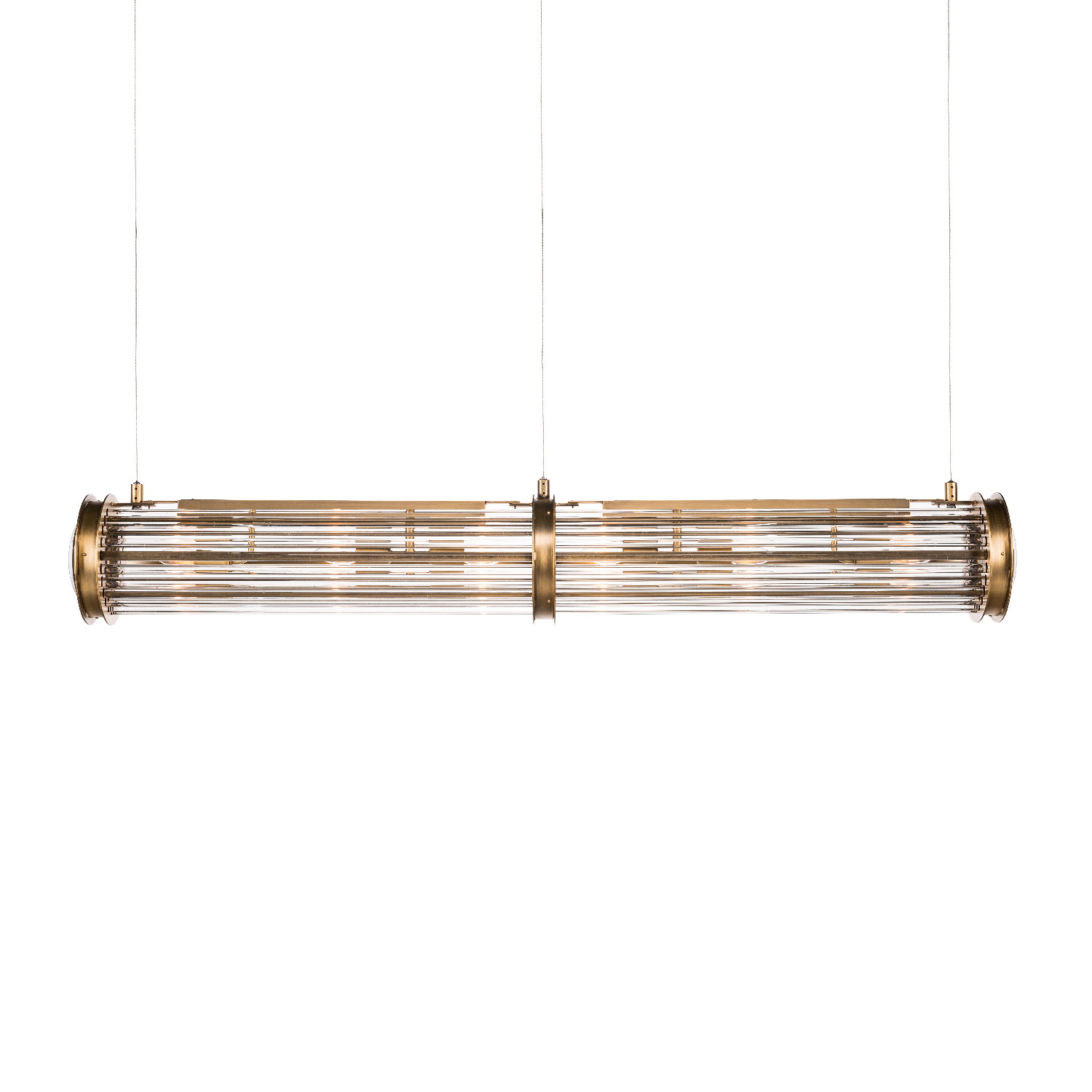 Timothy Oulton Newton Rect Pendant 150x21cm Light, Gold | Barker & Stonehouse