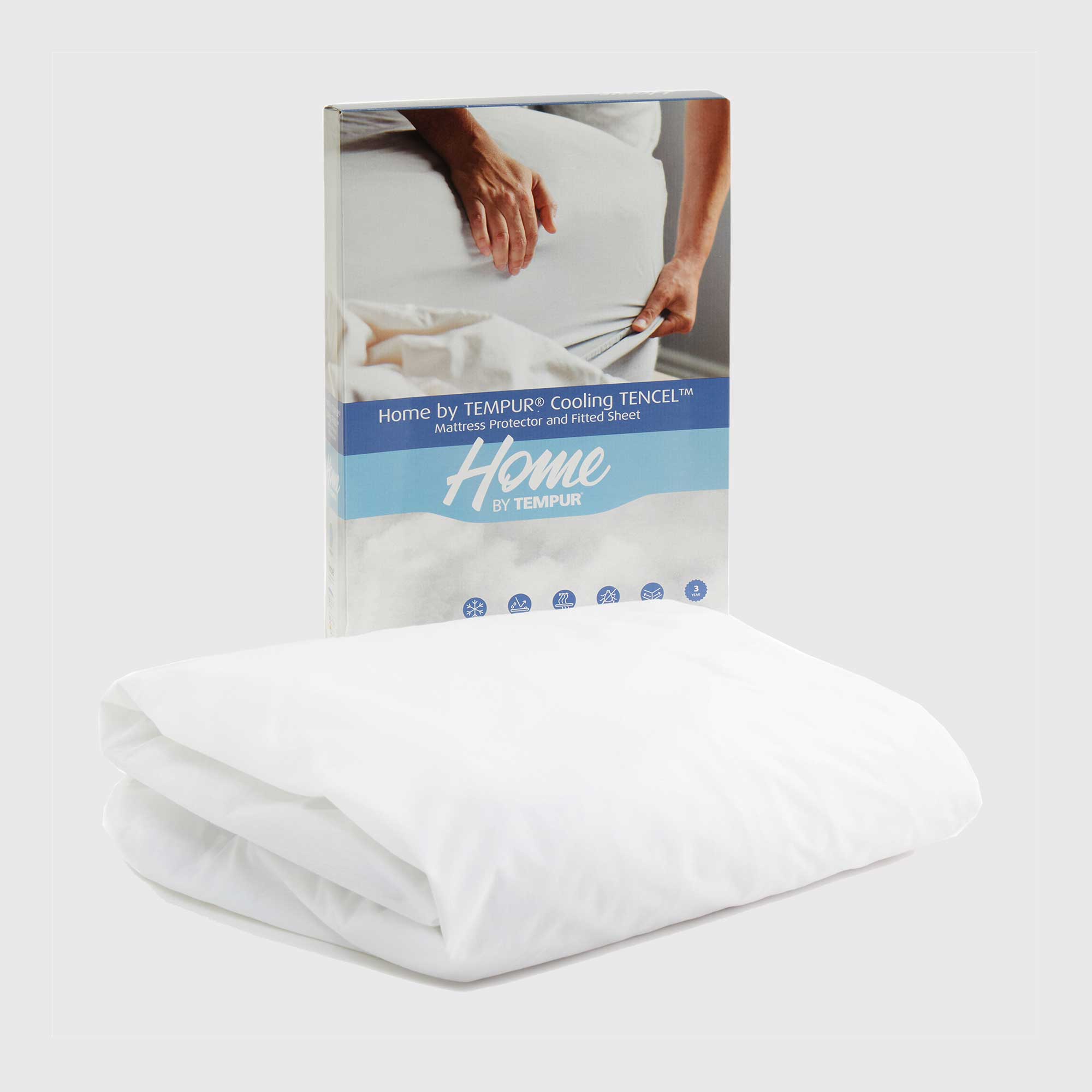 Tempur Cooling Double Size Mattress Protector 135cm, White | Barker & Stonehouse