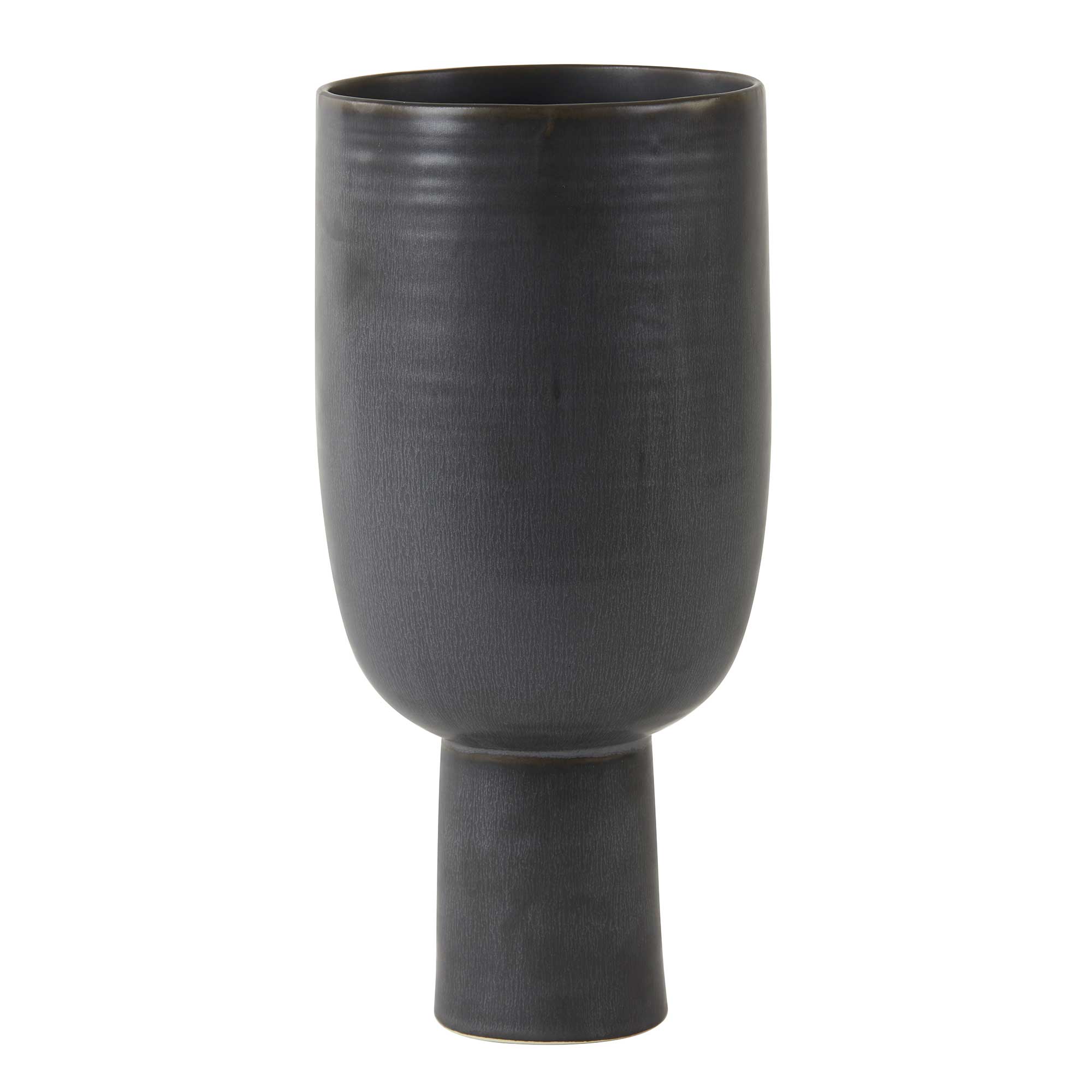 Tall Stem Vase, Black Ceramic | Barker & Stonehouse
