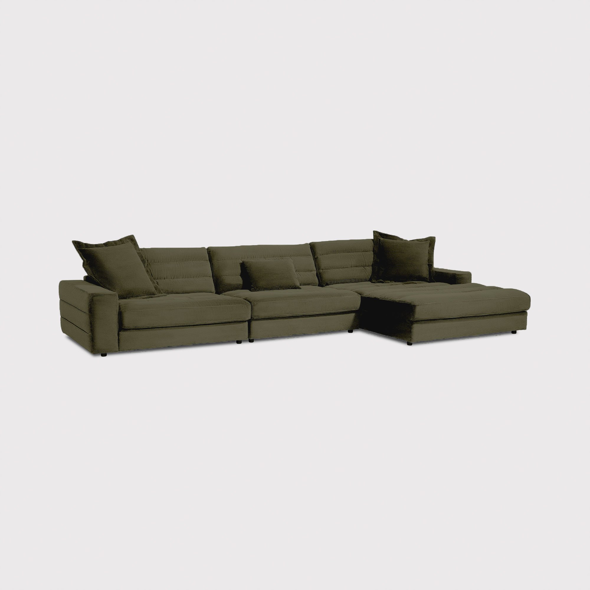 Twain Large Chaise Sofa Right, Green Fabric | Barker & Stonehouse