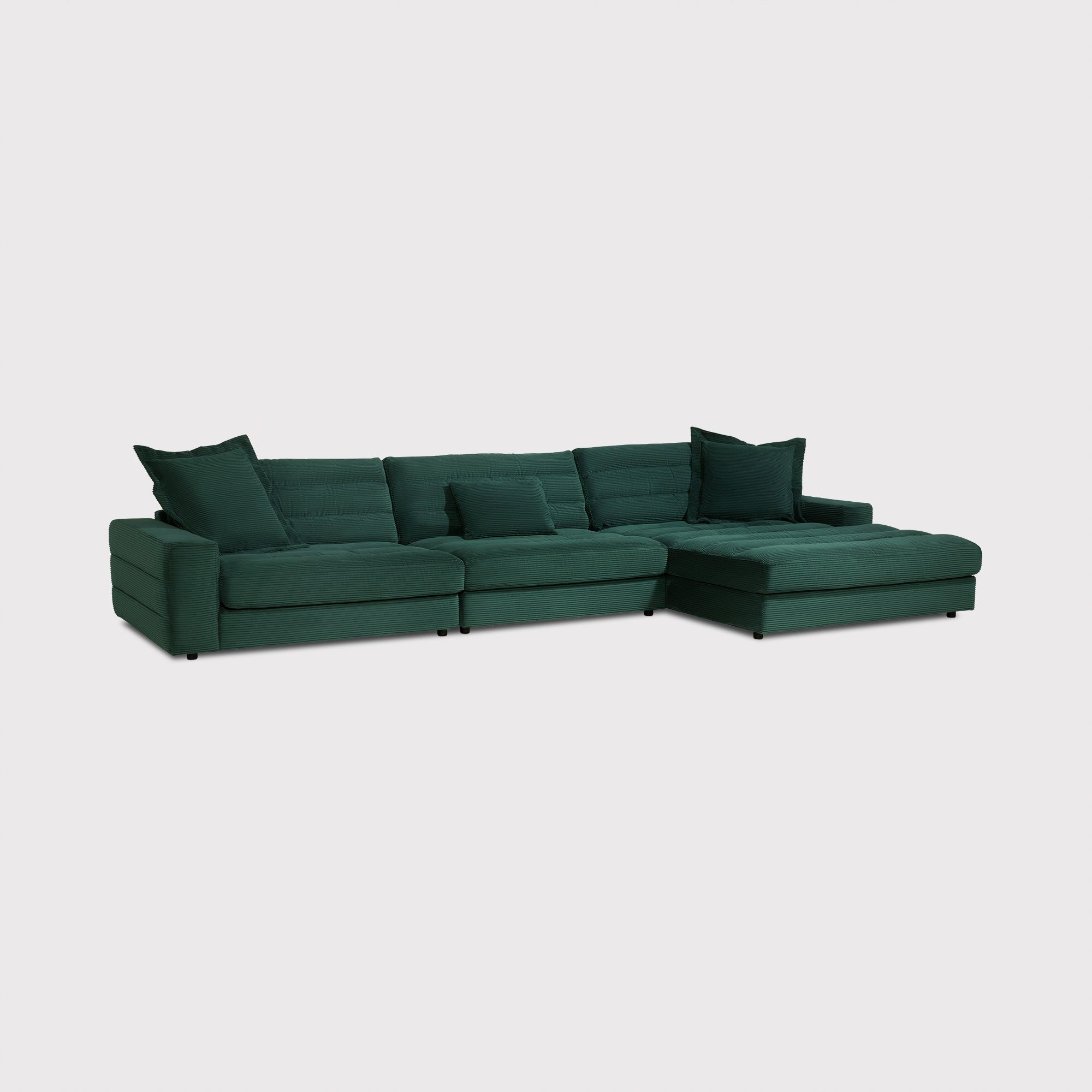Twain Large Chaise Sofa Right, Green Fabric | Barker & Stonehouse