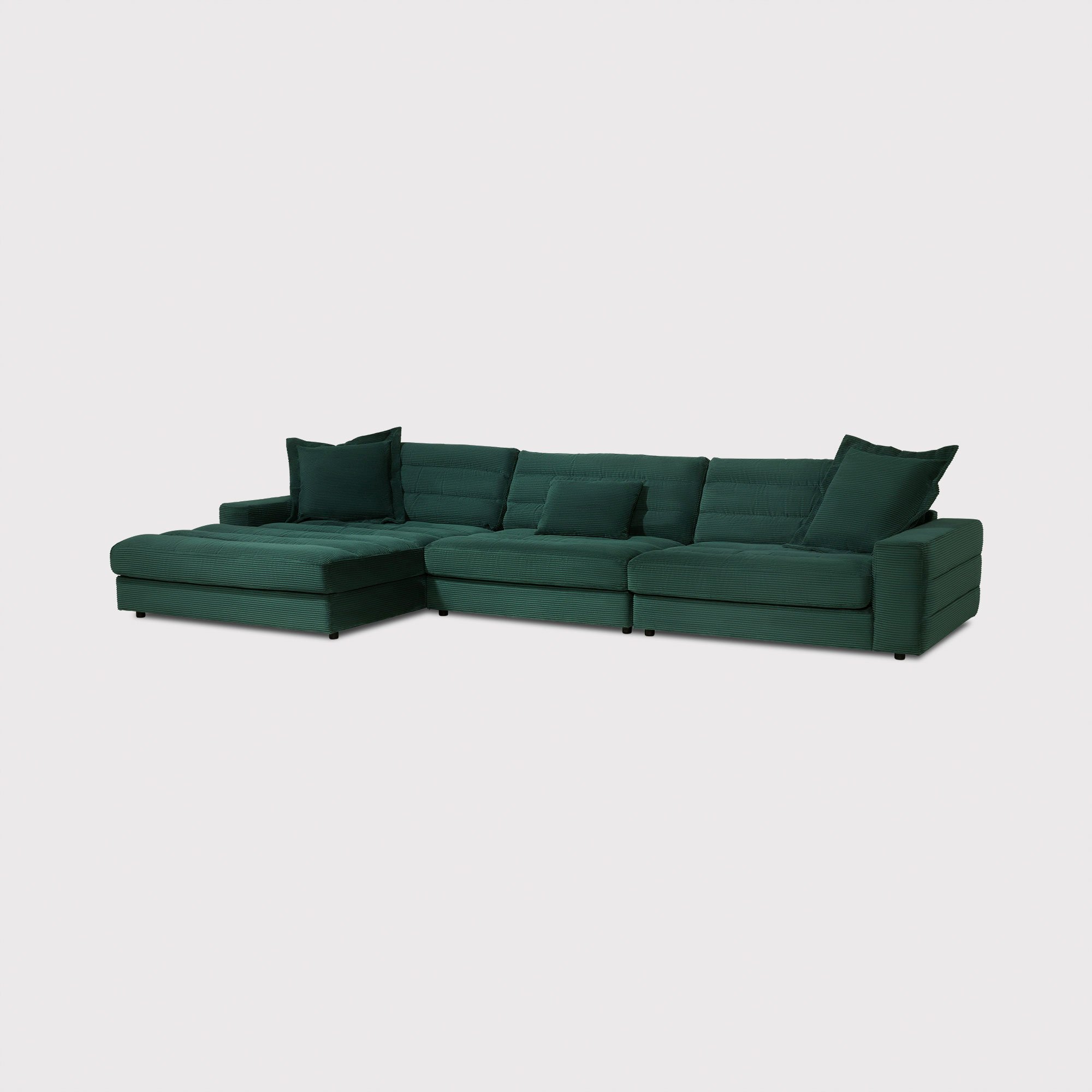 Twain Large Chaise Sofa Left, Green Fabric | Barker & Stonehouse