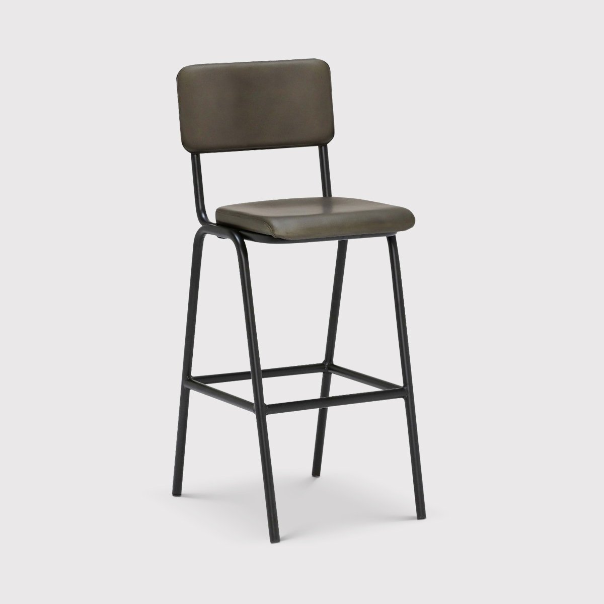 Pure Furniture Twyford Barstool With Matt Black Frame, Green Leather | Barker & Stonehouse