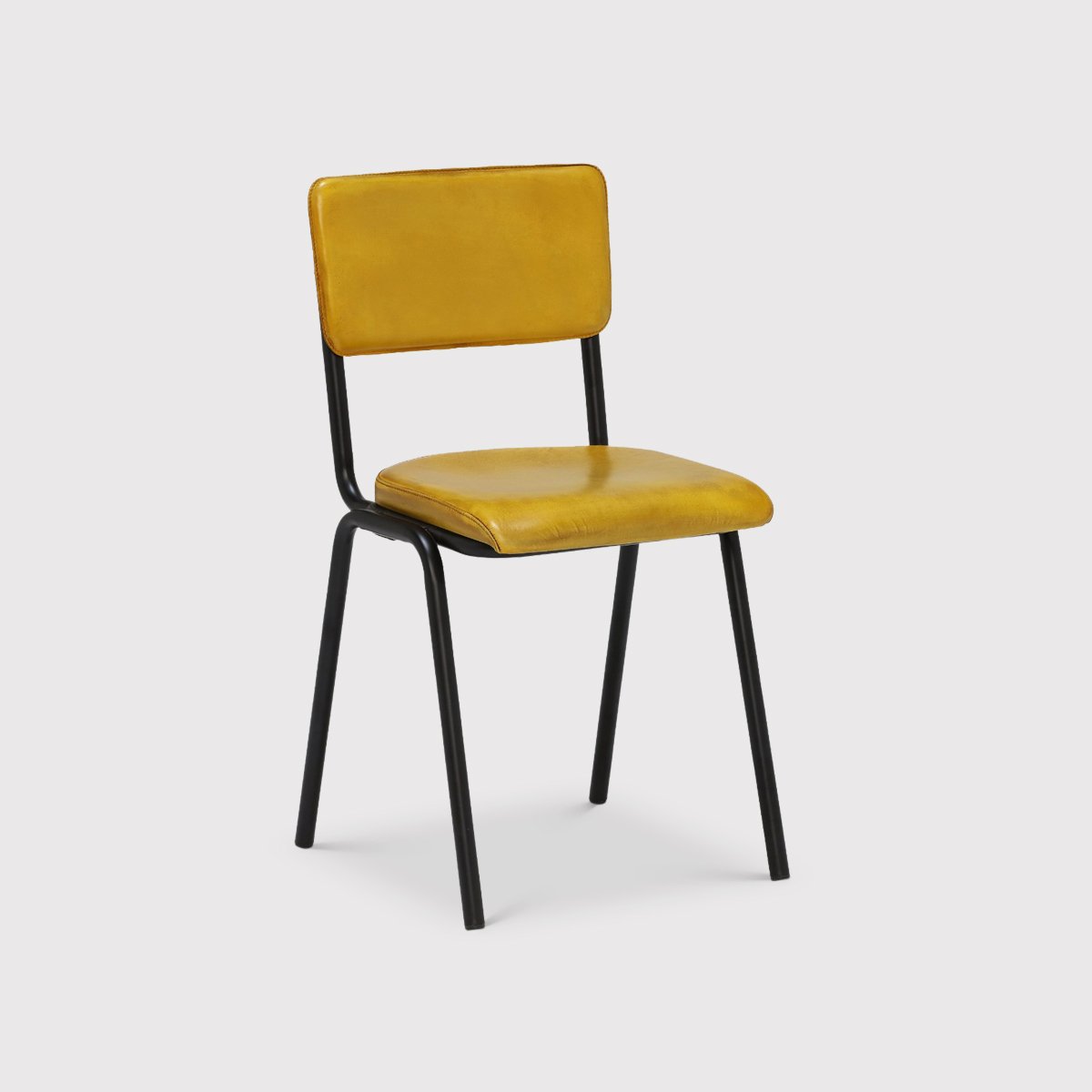Pure Furniture Twyford Dining Chair With Matt Black Frame, Yellow Leather | Barker & Stonehouse