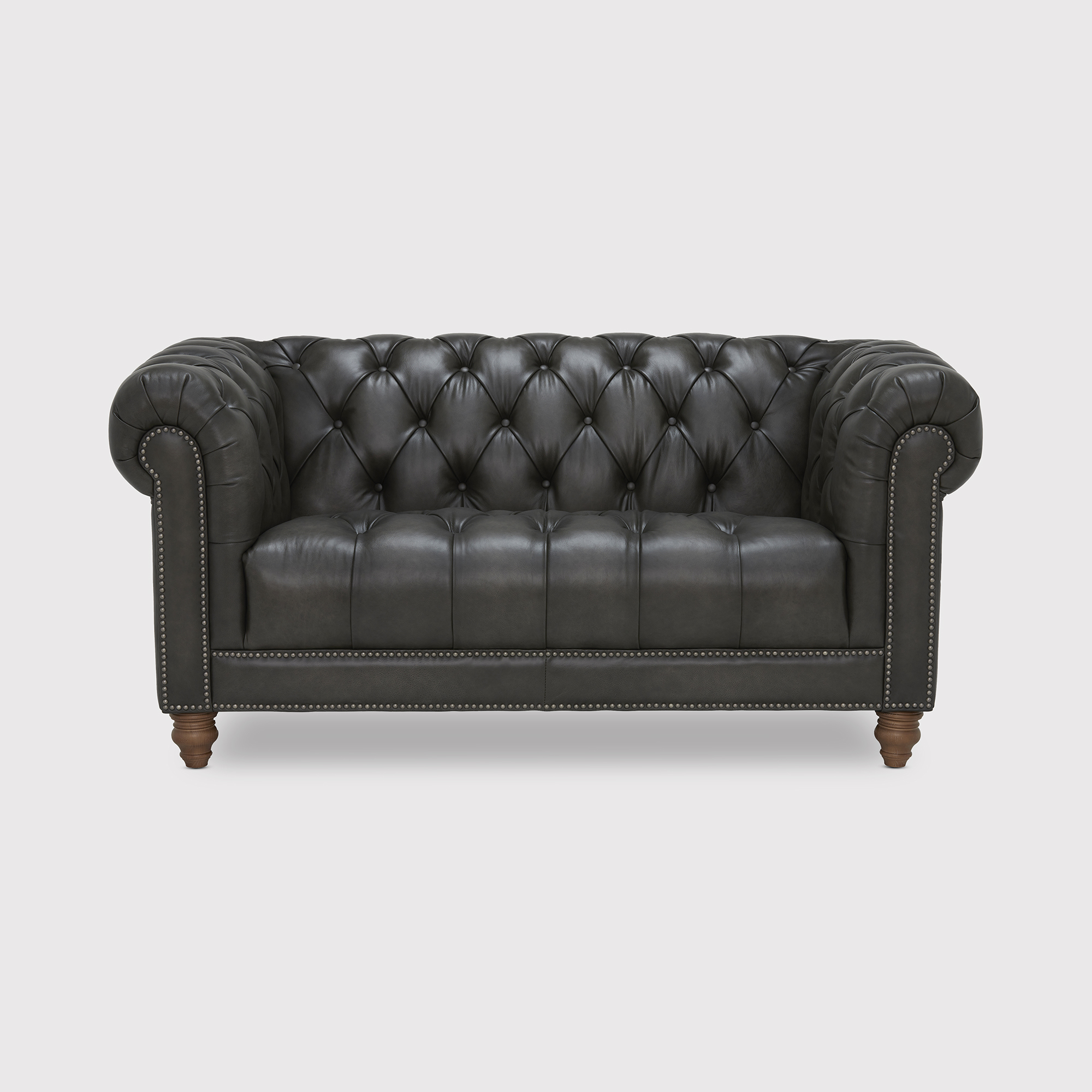 Ullswater 2 Seater Leather Chesterfield Sofa, Black | Barker & Stonehouse