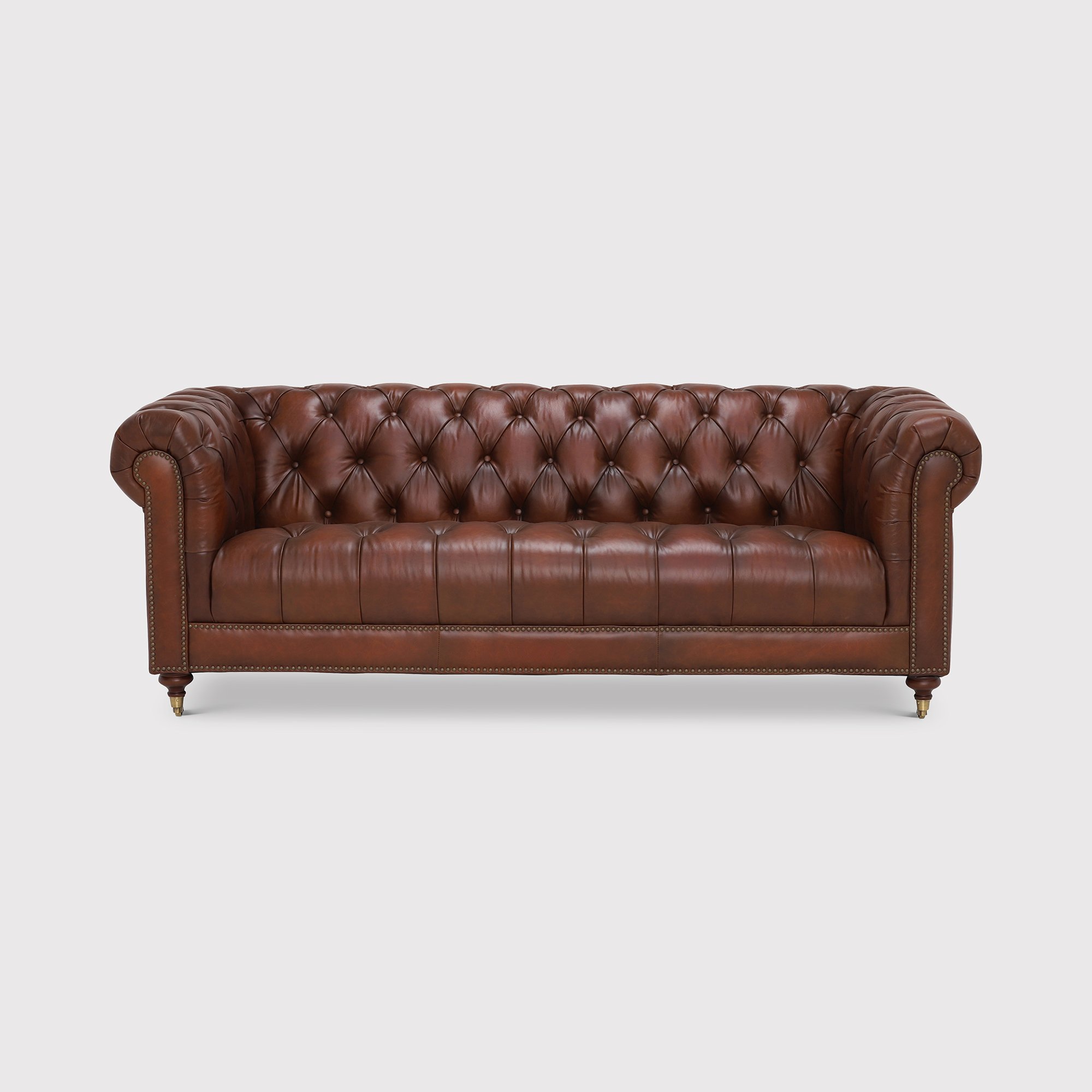 Ullswater 3.5 Seater Leather Chesterfield Sofa, Brown | Barker & Stonehouse