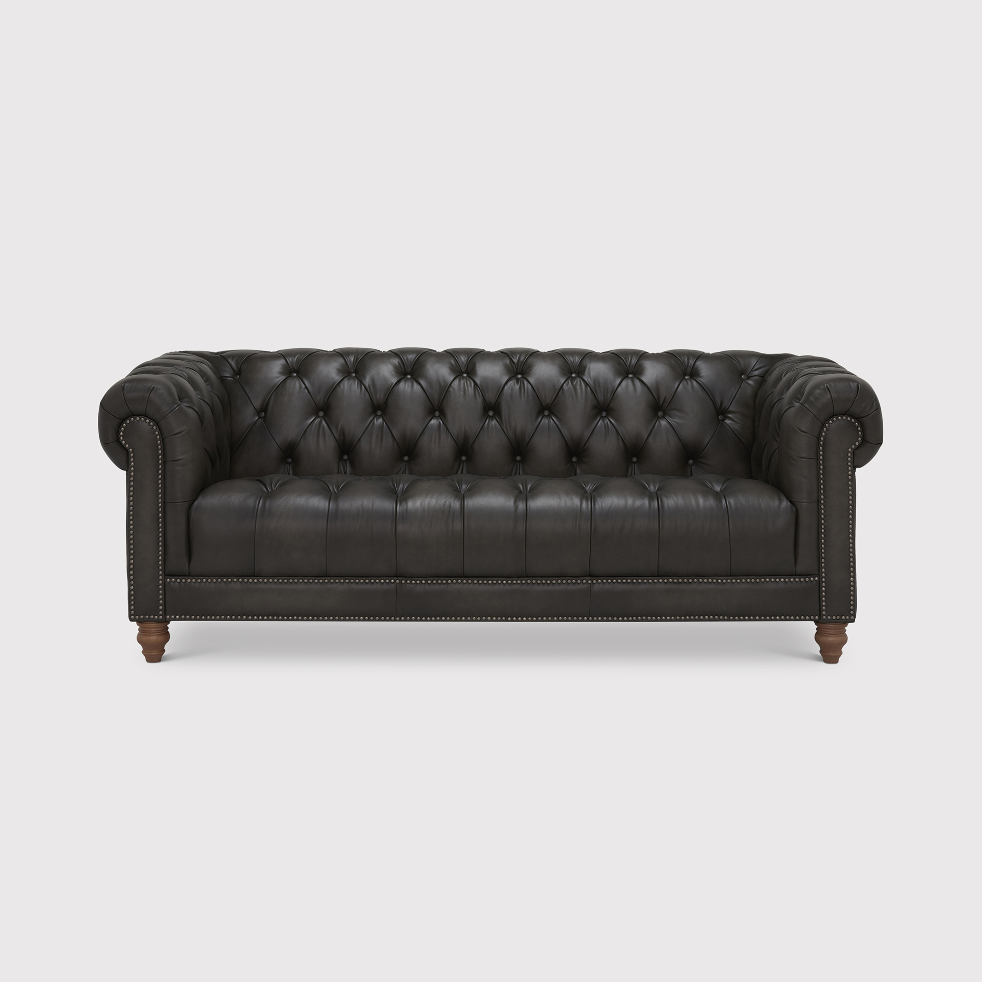 Ullswater 3.5 Seater Leather Chesterfield Sofa, Black | Barker & Stonehouse