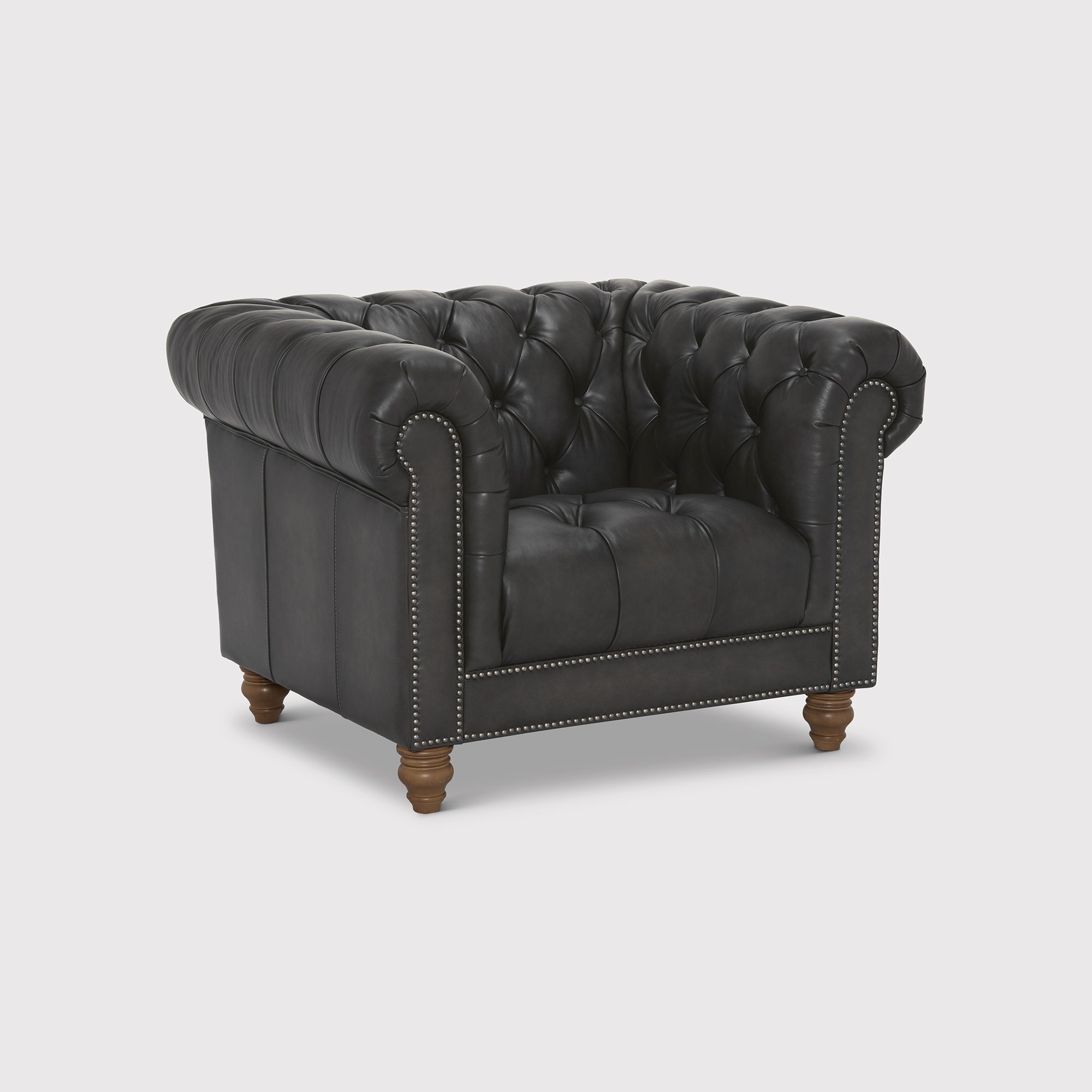 Ullswater Leather Club Armchair, Grey | Barker & Stonehouse